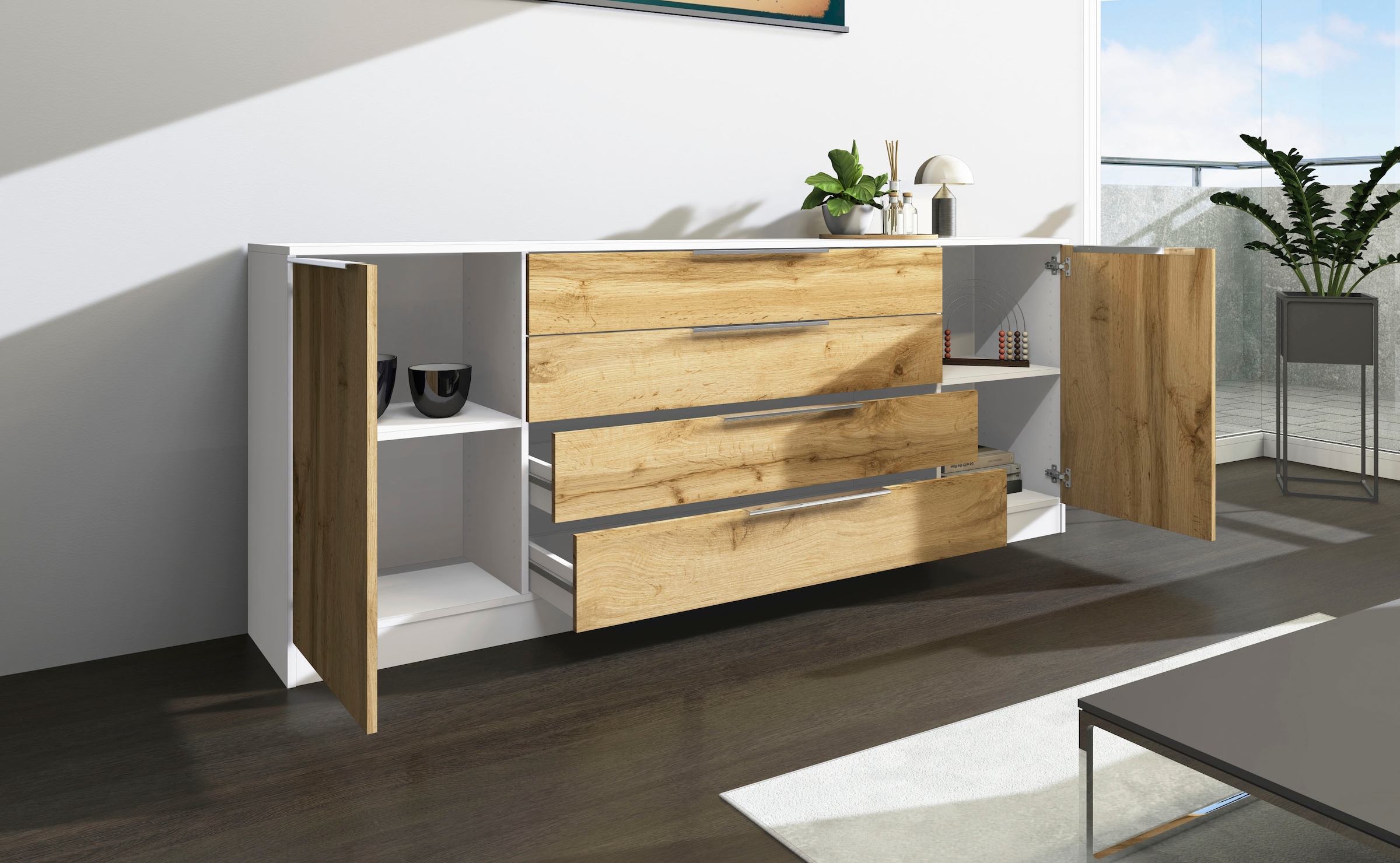 borchardt Möbel Kommode »Oliva«, Breite 200 cm, mit 4 Schubkästen