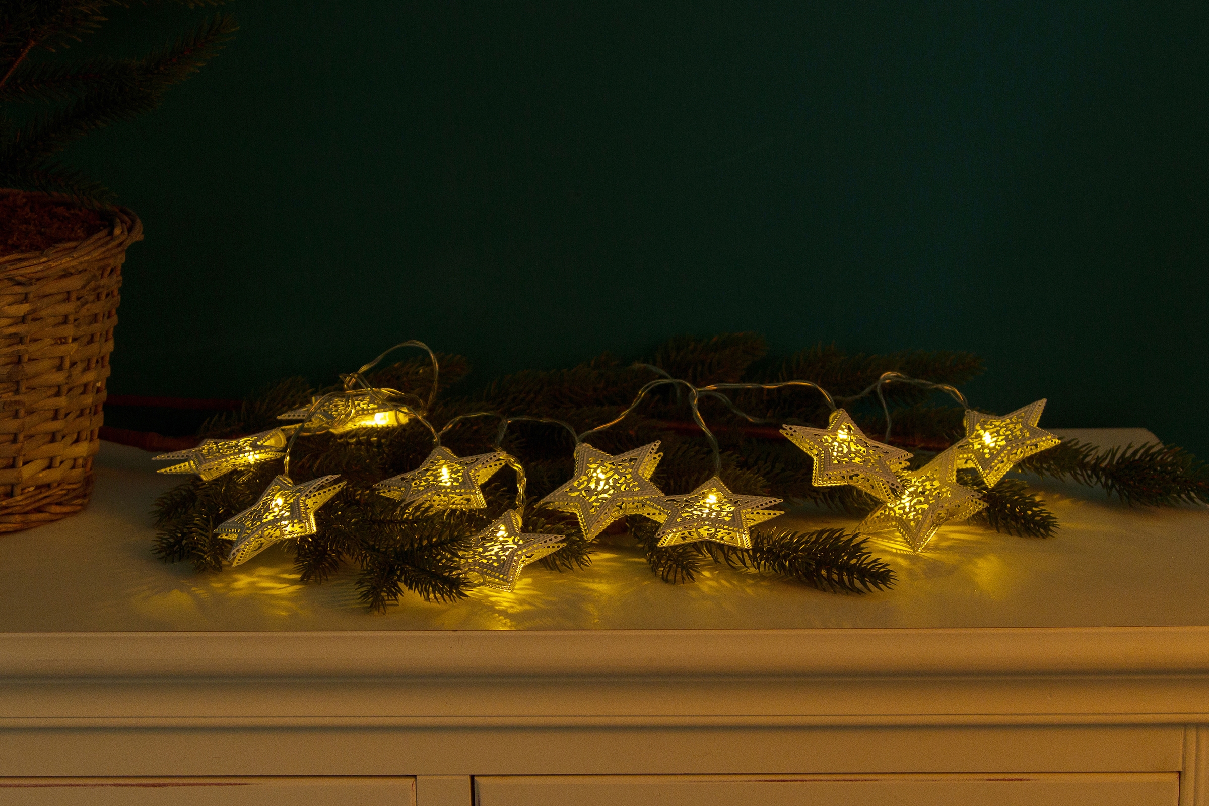 Myflair Möbel & Accessoires Dekoobjekt »Weihnachtsdeko«, LED-Lichterkette mit Sternen, mit 10 LEDs, Länge ca. 200 cm