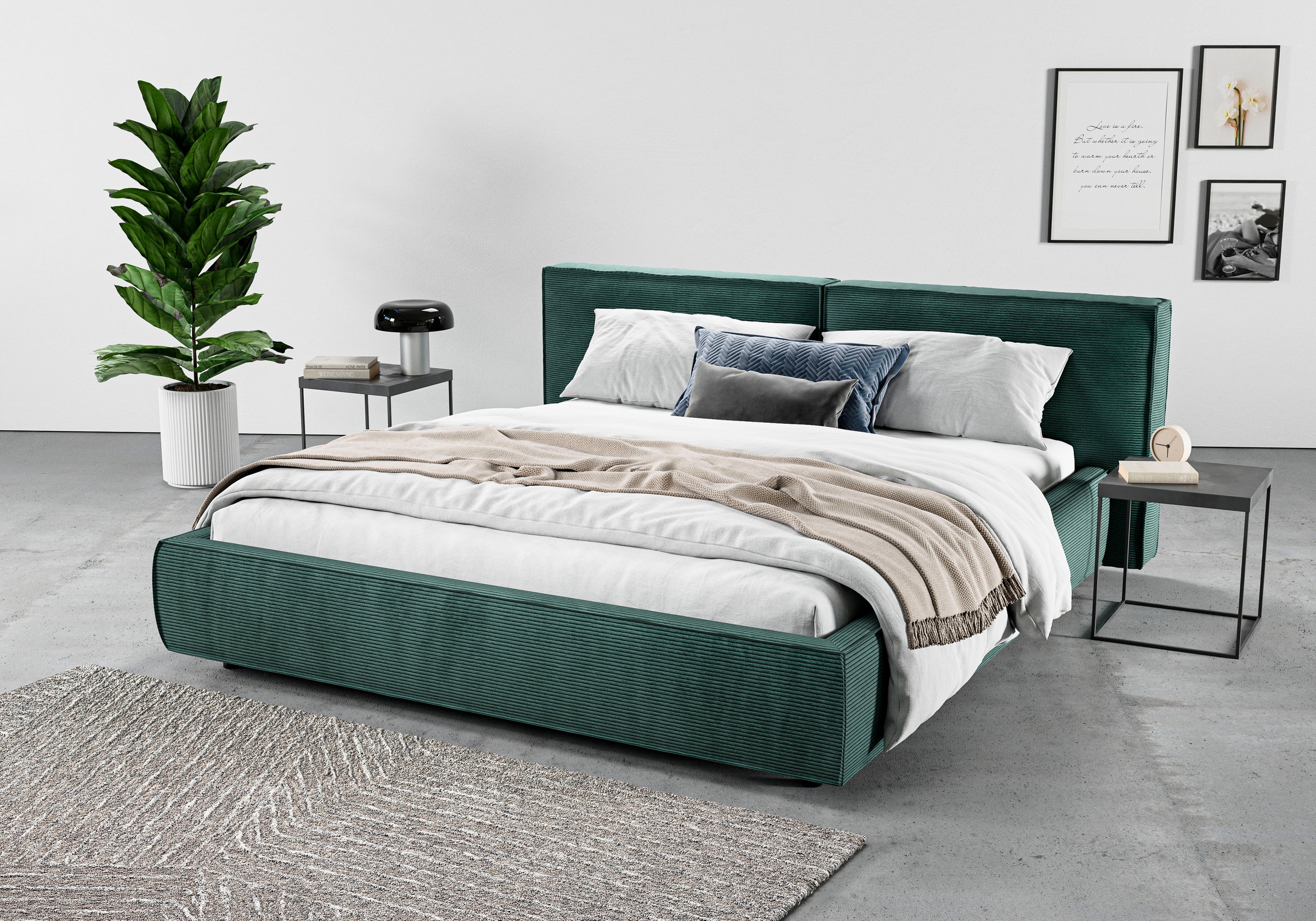 Home affaire Polsterbett »Adrina mit Biesenoptik, Feincord und Luxus-Microfaser« bis 280kg, auch in Überlänge 220 cm, 4 Breiten bis 200cm