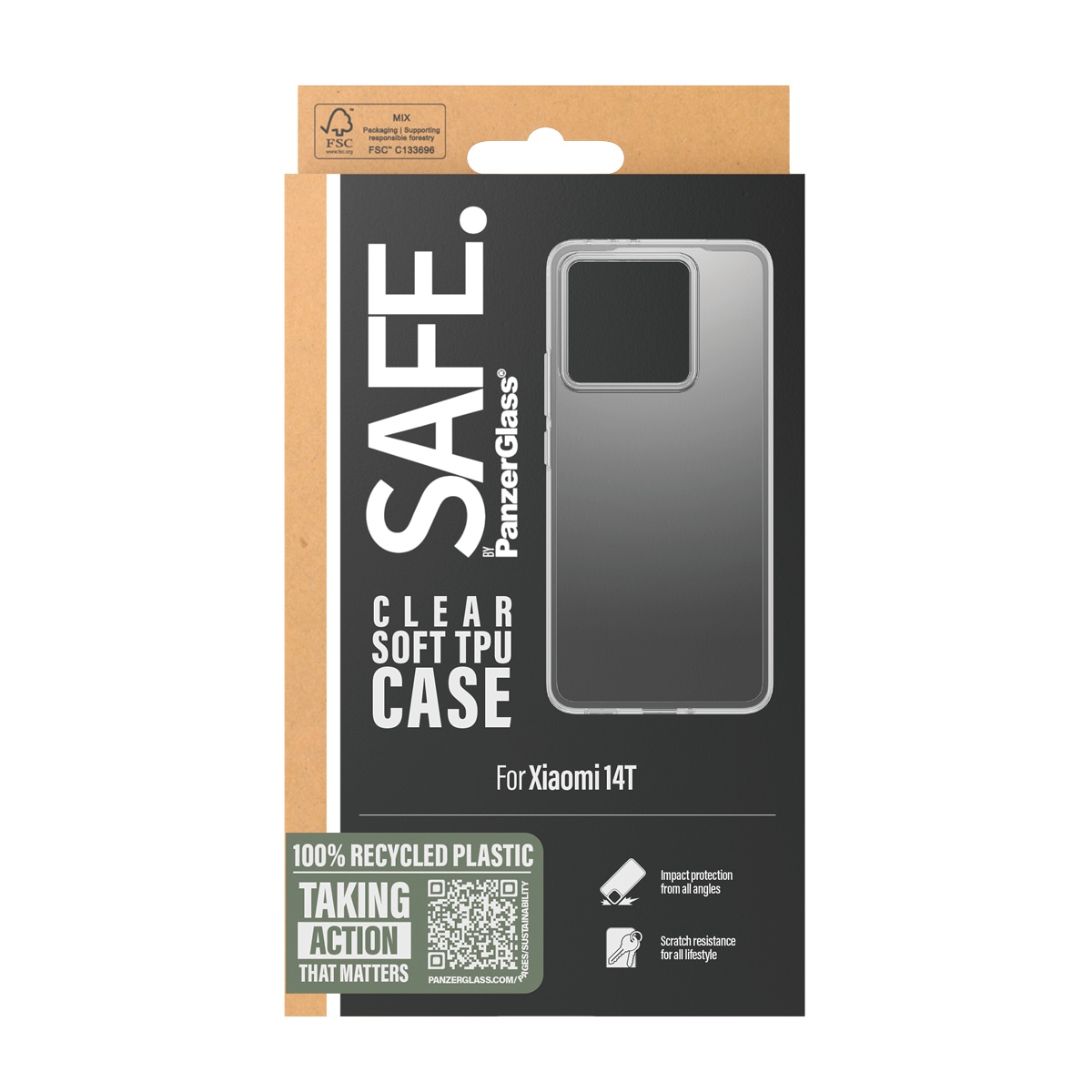 SAFE by PanzerGlass Handyhülle »Soft TPU Case für Xiaomi 14T«, Backcover, Schutzhülle, Handyschutzhülle, Case, Schutzcase, stoßfest