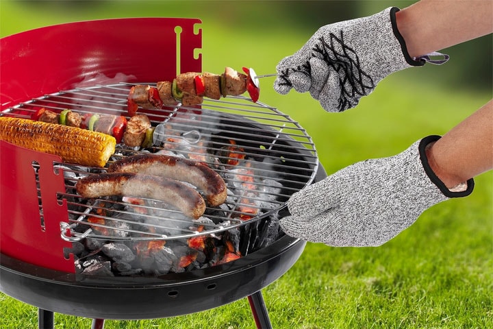 Maximex Grillhandschuhe »2in1«, (Set, 2 tlg.), Schnittschutzhandschuhe für Herren, hitzebeständige Küchenhandschuhe