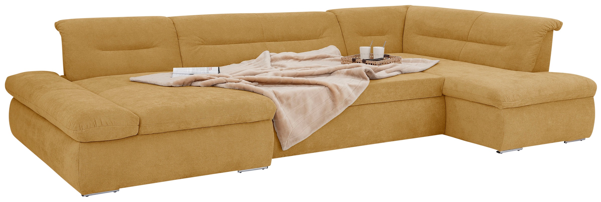 INOSIGN Wohnlandschaft »Avesa U-Form«, Wahlweise mit Armteilverstellung und Bettfunktion, B/T/H: 355/216/80cm