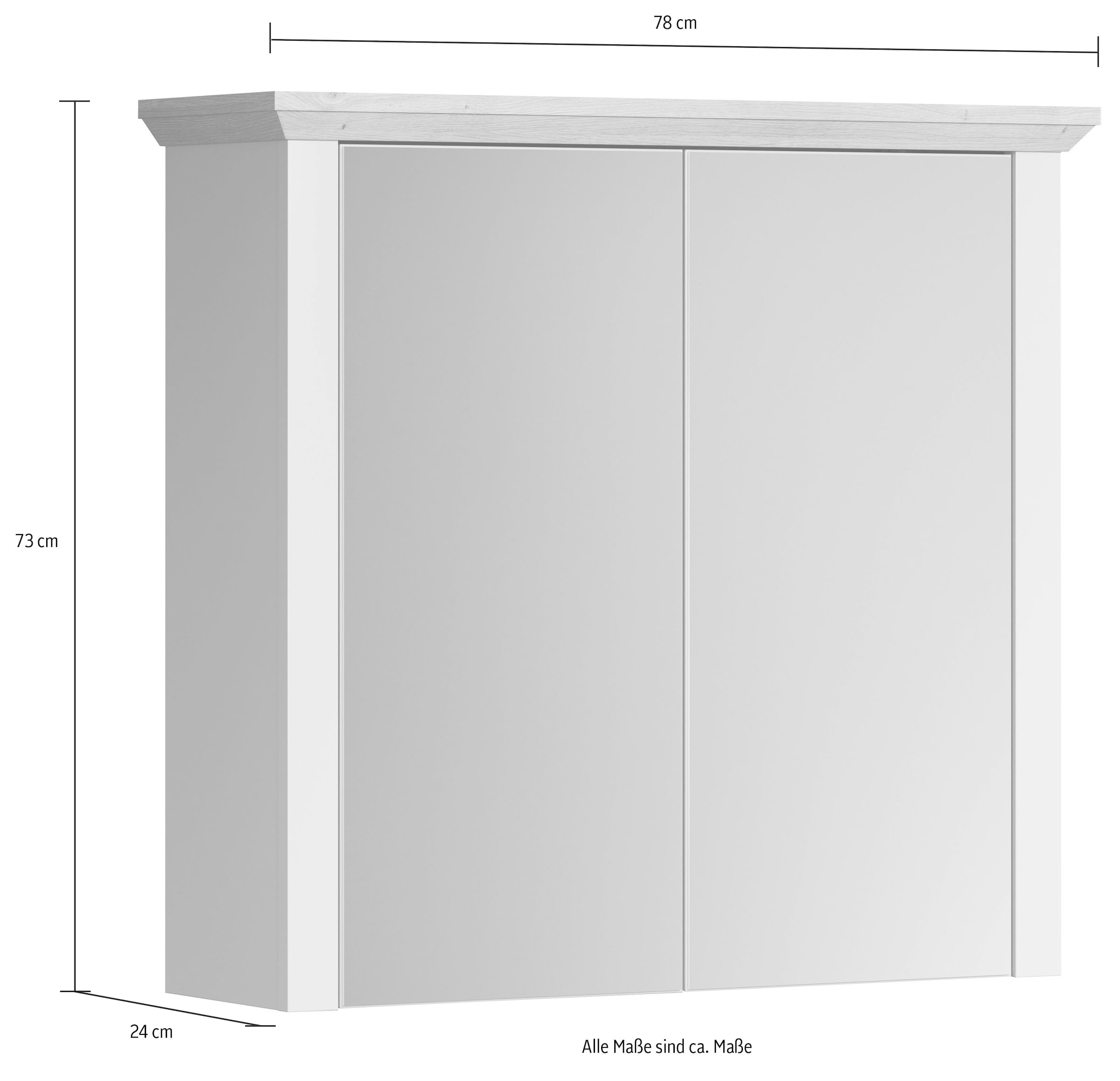 Home affaire Spiegelschrank, Badezimmerschrank im Landhausstil - Maße (B/T/H) 78/24/73 cm