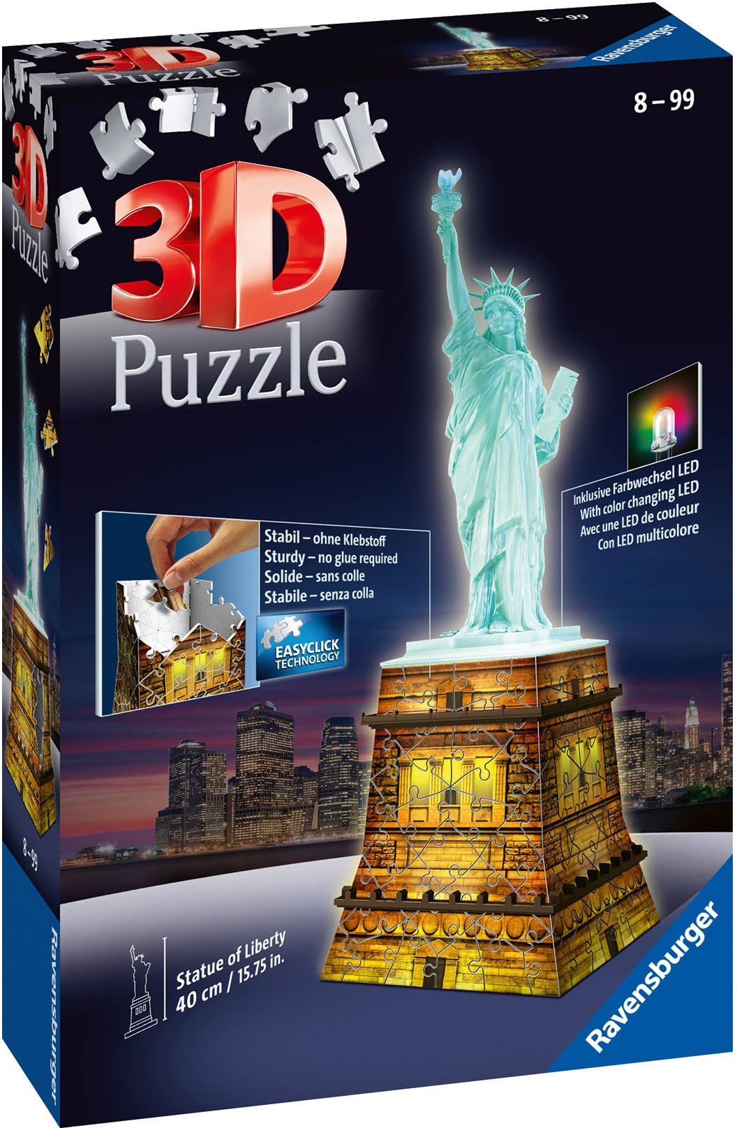 Ravensburger 3D-Puzzle »Freiheitsstatue bei Nacht«, mit Farbwechsel LEDs; Made in Europe, FSC® - schützt Wald - weltweit