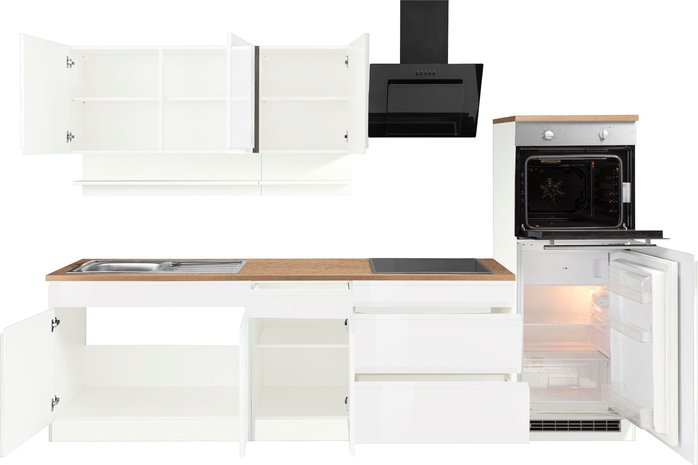 KOCHSTATION Küchenzeile »KS-Virginia« Breite 290 cm, wahlweise mit Induktionskochfeld