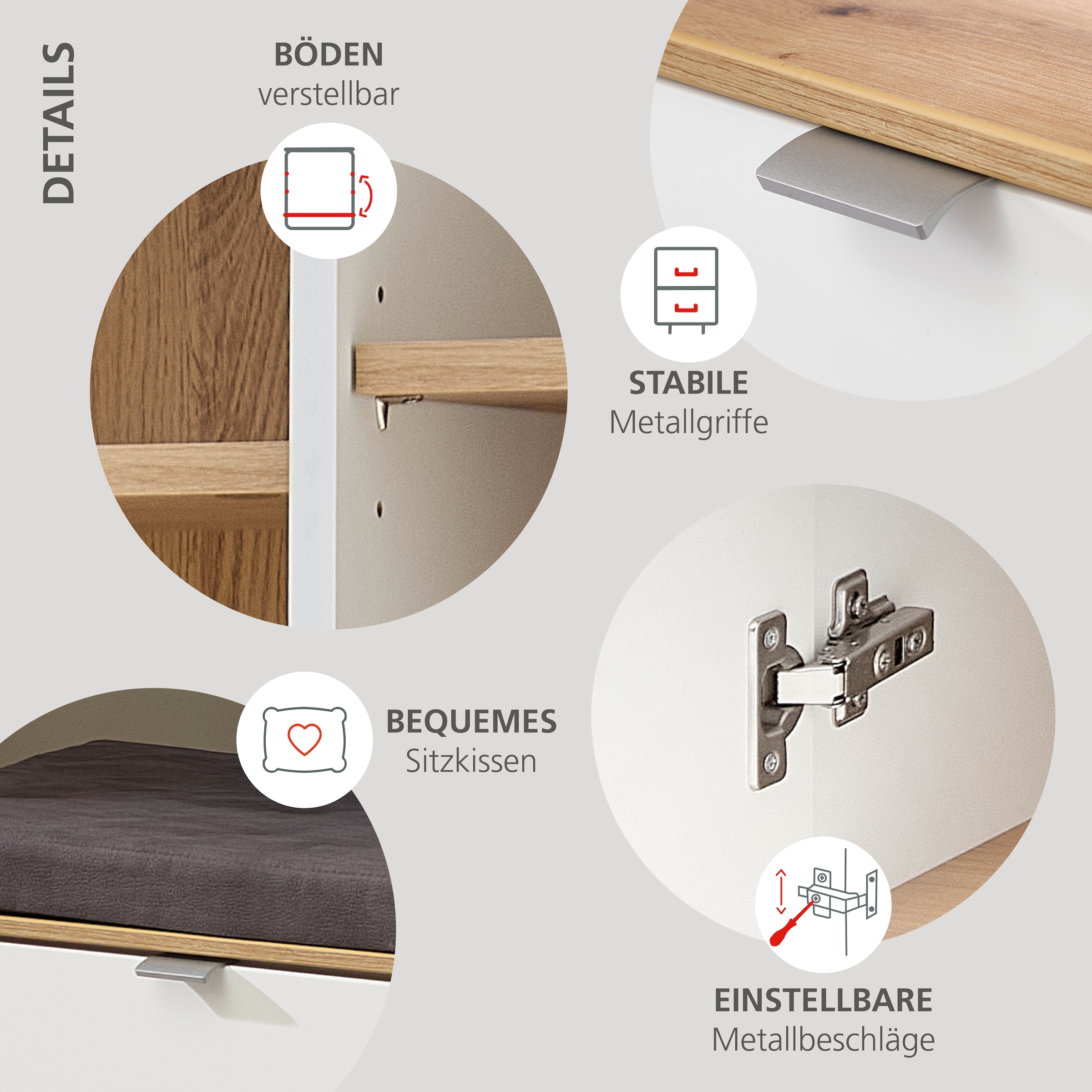 Innostyle Schuhschrank »Bari Schuhschrank mit Schubkästen, BxHxT 7148x103x38 cm« 1 Stk. tlg. 4 Klappen, 12 Fächer, Softclose, ABS Kantenschutz