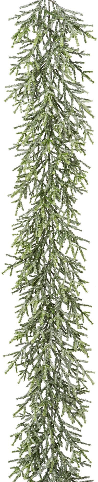 Creativ deco Winterliche Kunstpflanze »Weihnachtsdeko, Weihnachtsgirlande«, Girlande aus Minizweigen in geeister Optik, Länge 180 cm