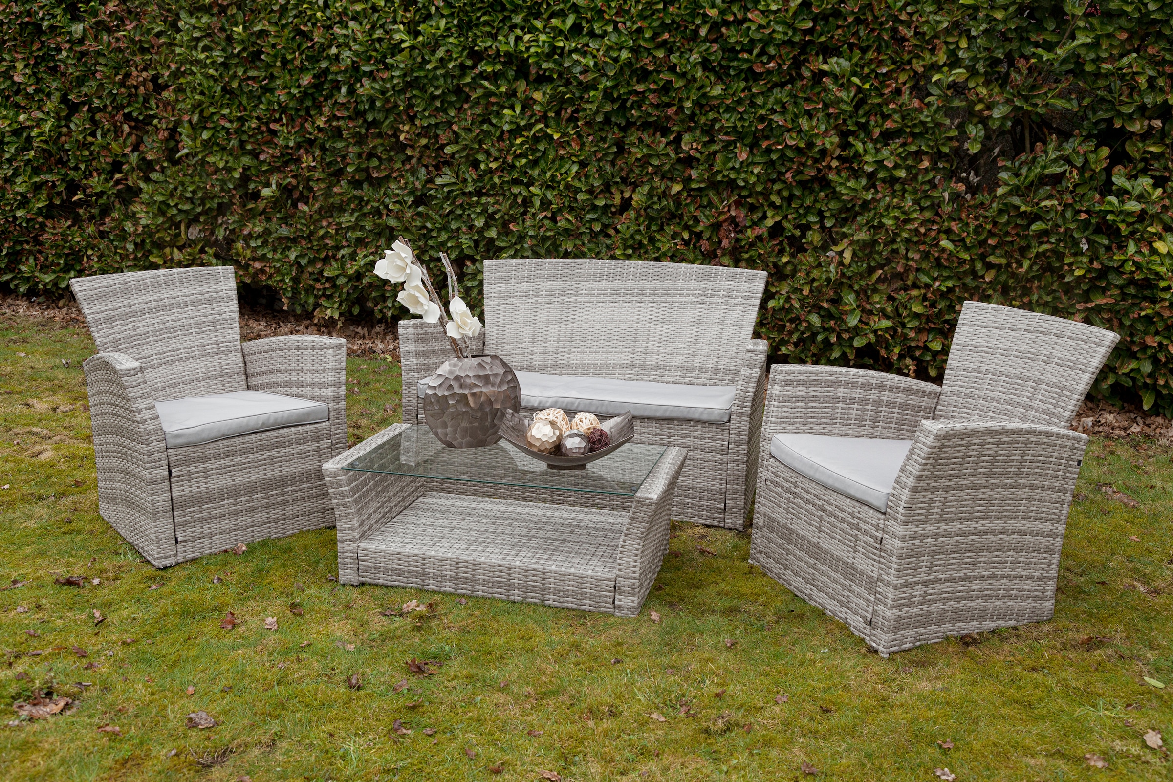 my Flair Gartenlounge-Set, (4 tlg.), 1 Sofa, 2 Sessel, 1 Tisch