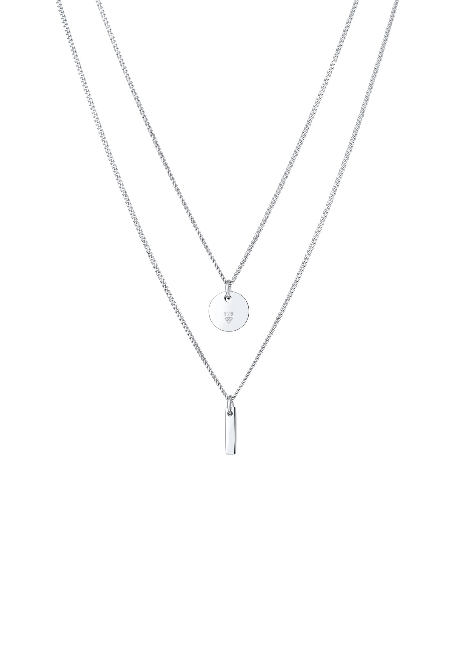 Elli Silberkette »Halskette 2-lagig Layer Kreis Stab Geo 925 Silber«