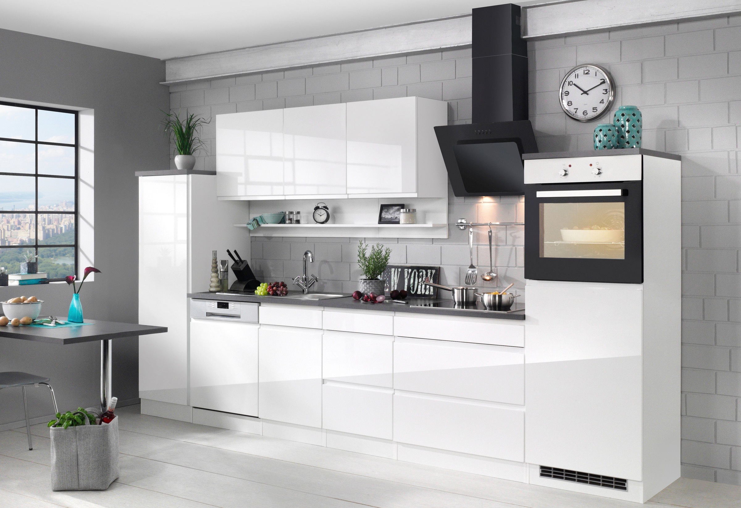 KOCHSTATION Backofen/Kühlumbauschrank »KS-Virginia,neu in verbesserter Ausführung« Arbeitsplatte 38 mm stark, Stauraum, Softclose,  Maße (B/H/T): ca. 60/166/60 cm, Türanschlag frei wählbar
