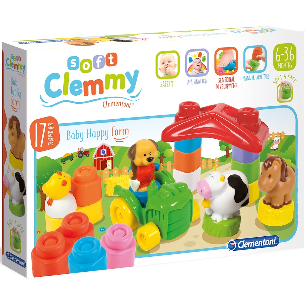 Clementoni® Spielbausteine »Clemmy Soft, Happy Farm«, (17 St.)