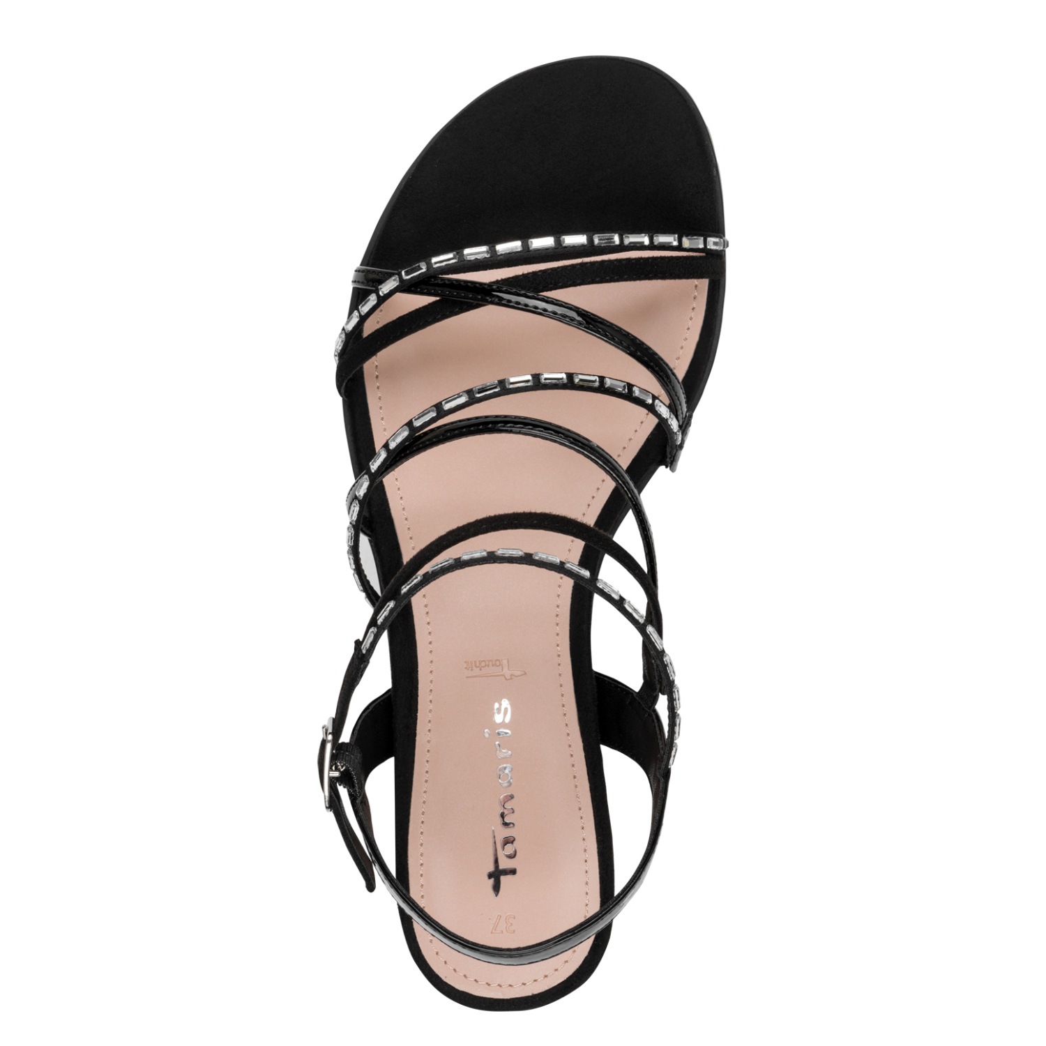 Tamaris Keilsandalette  , Riemchensandale, Sommerschuh mit glitzernden Strasssteinchen
