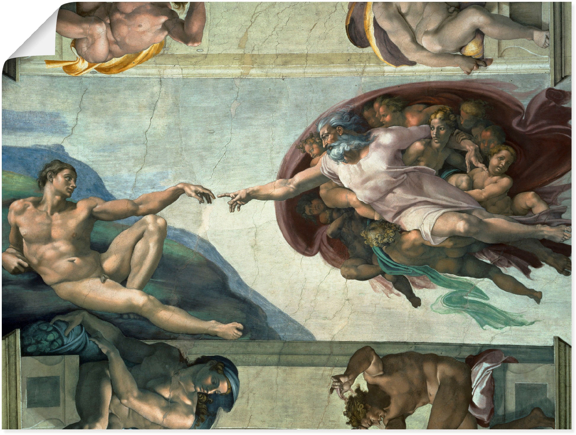Artland Wandbild »Die Erschaffung Leinwandbild, Größen Poster des Adam«, auf Raten oder Wandaufkleber bestellen (1 St.), versch. Religion, in als