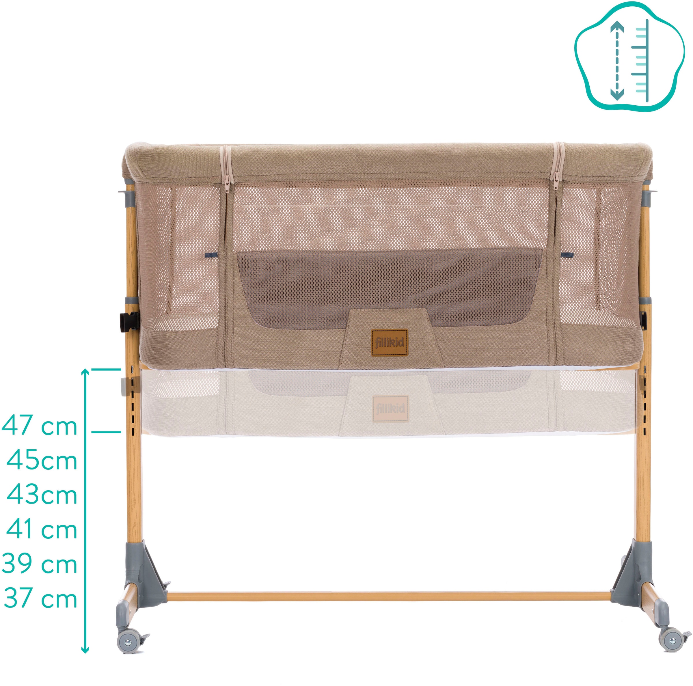 Fillikid Beistellbett »Air caramel inkl. Rollen«