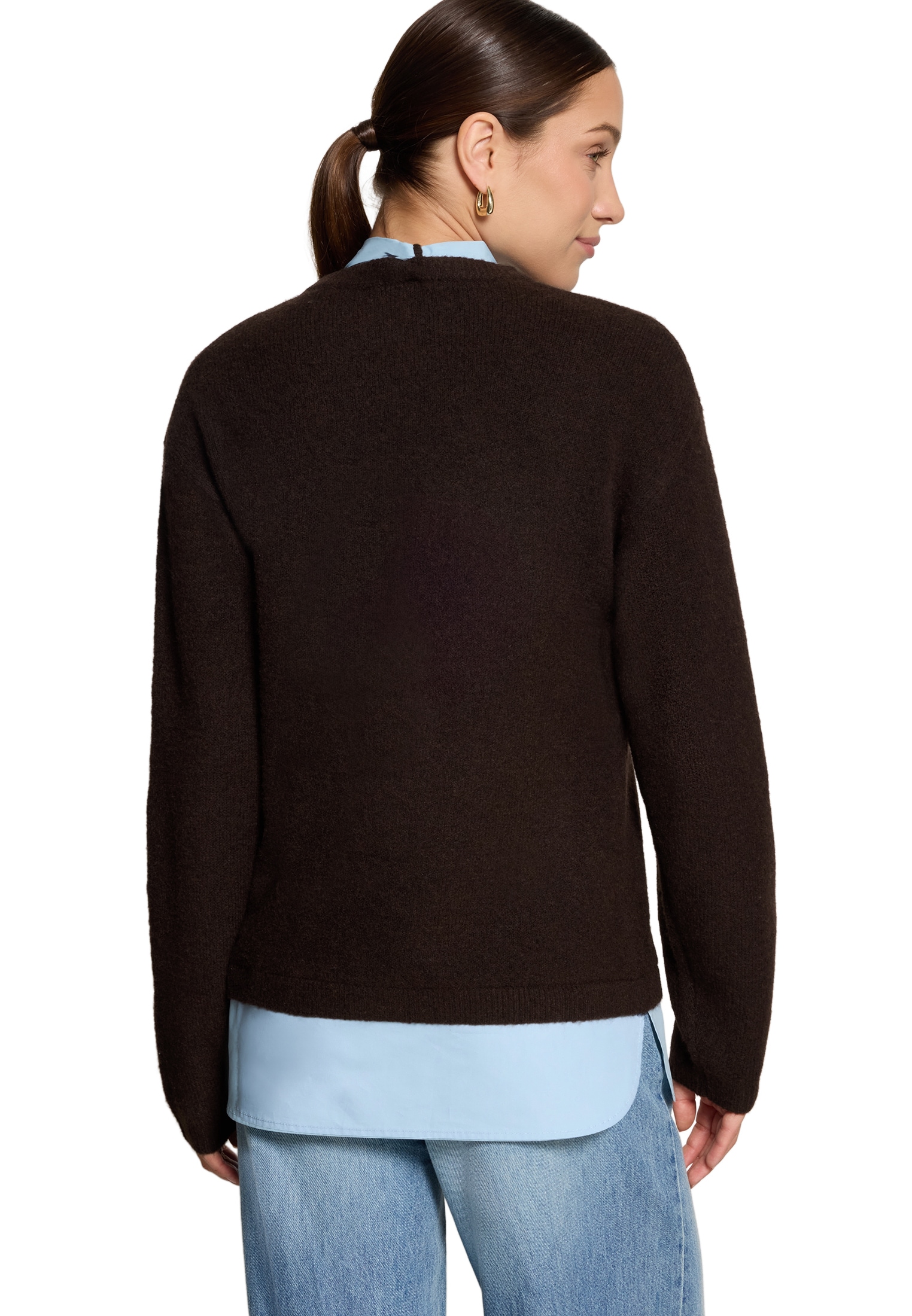 Zero Strickpullover »Strickpullover mit Bluseneinsatz«