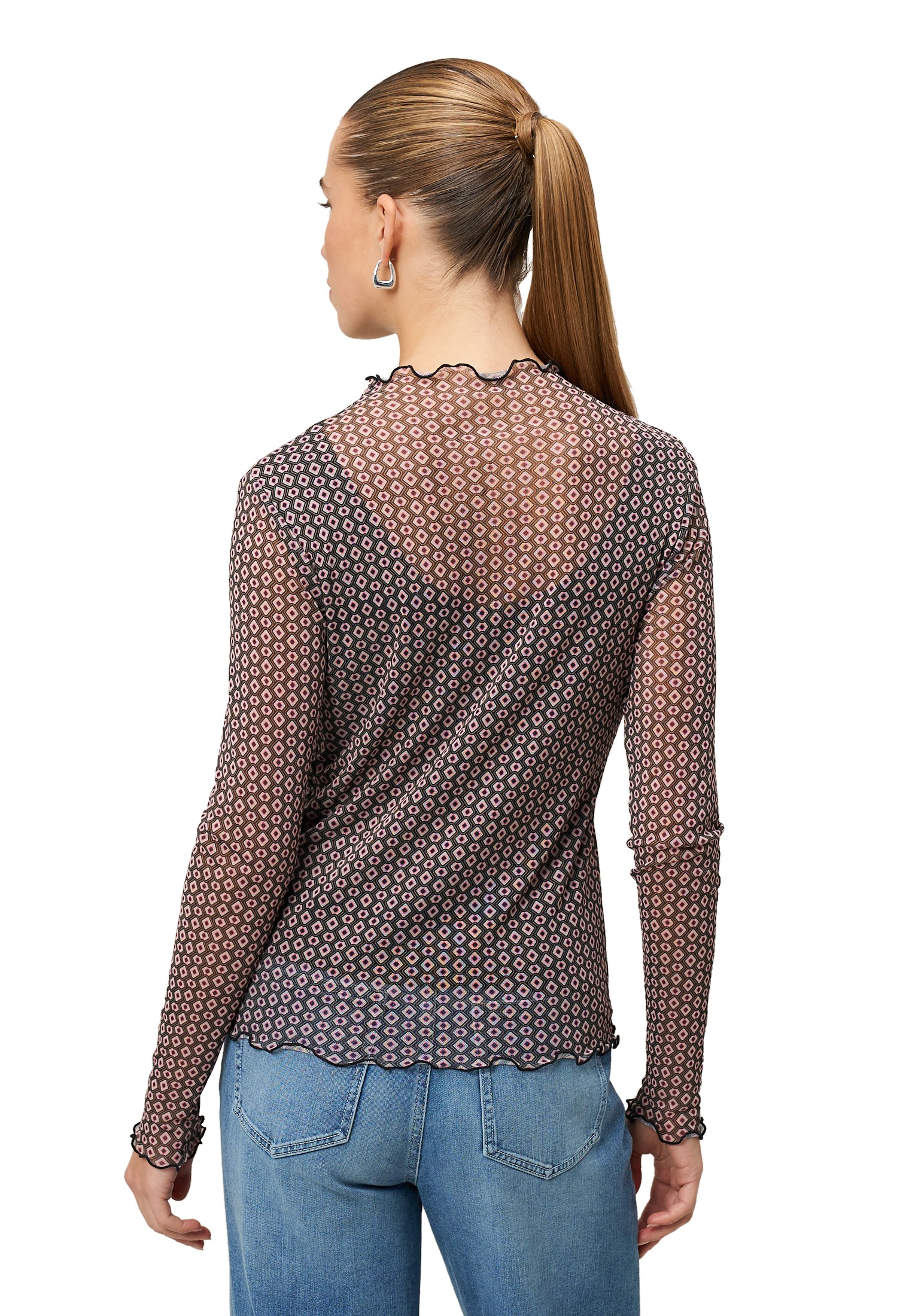 Zero Rundhalsshirt »Mesh-Shirt mit grafischem Print«