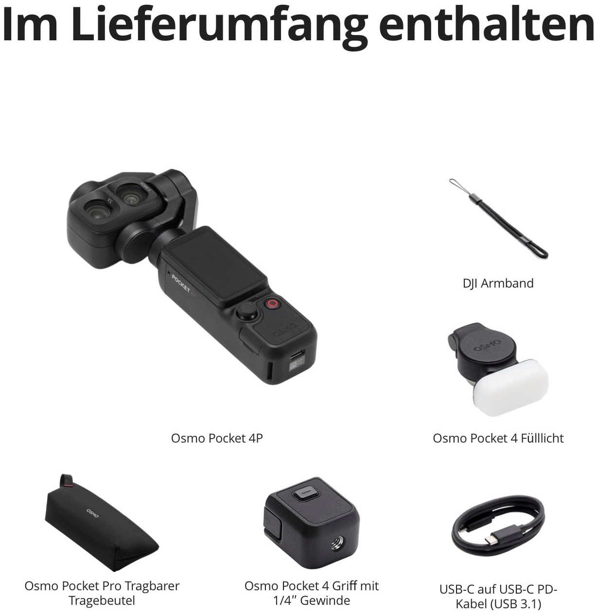 DJI Kompaktkamera »Osmo Pocket 4P (Pro) Standard Combo« , 37 , 3 fach fach x opt. Zoom , Bluetooth