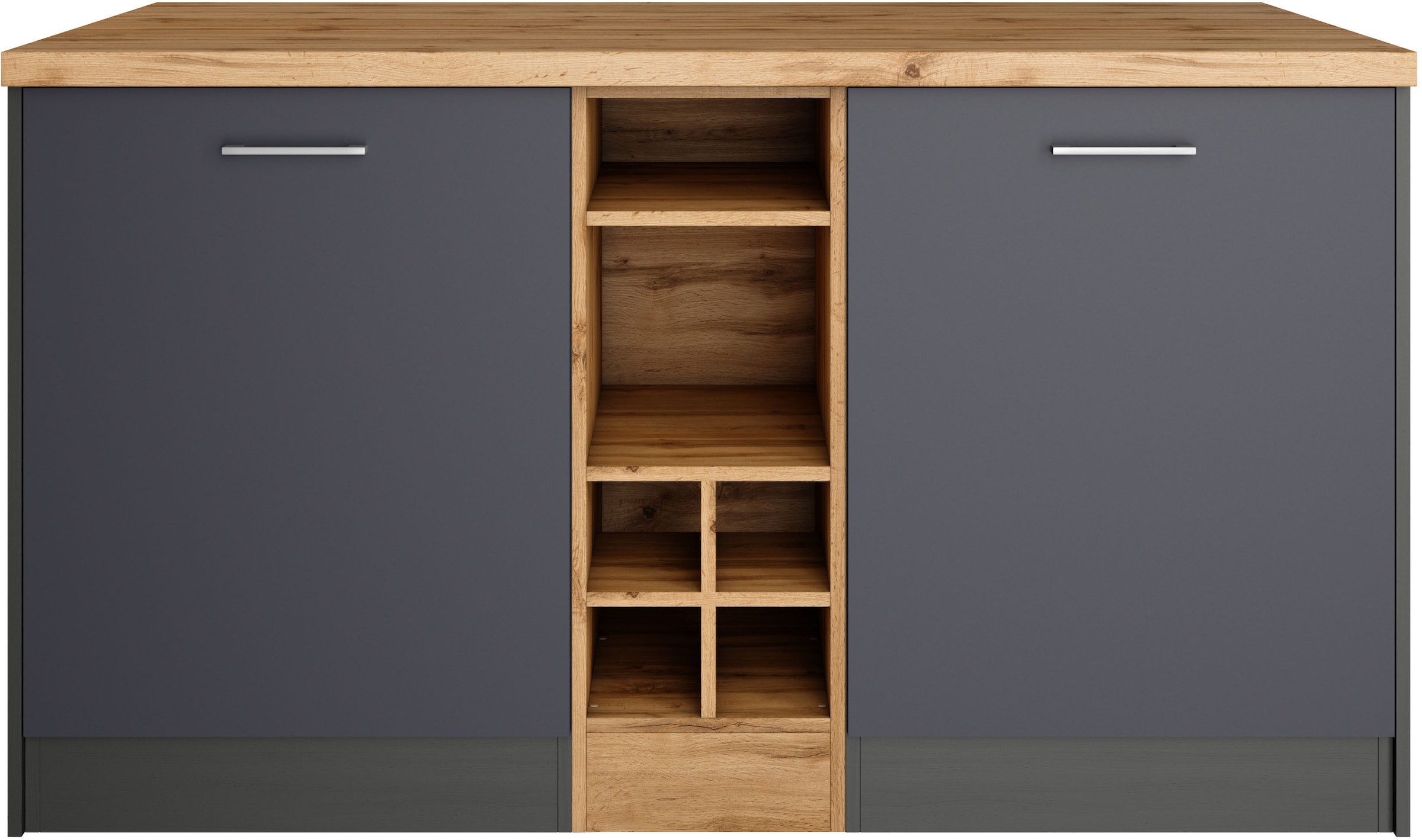 KOCHSTATION Kücheninsel »KS-Milan«, Stellmaß 153/100 cm, viel Stauraum, Lebensmittelpunkt: Küche