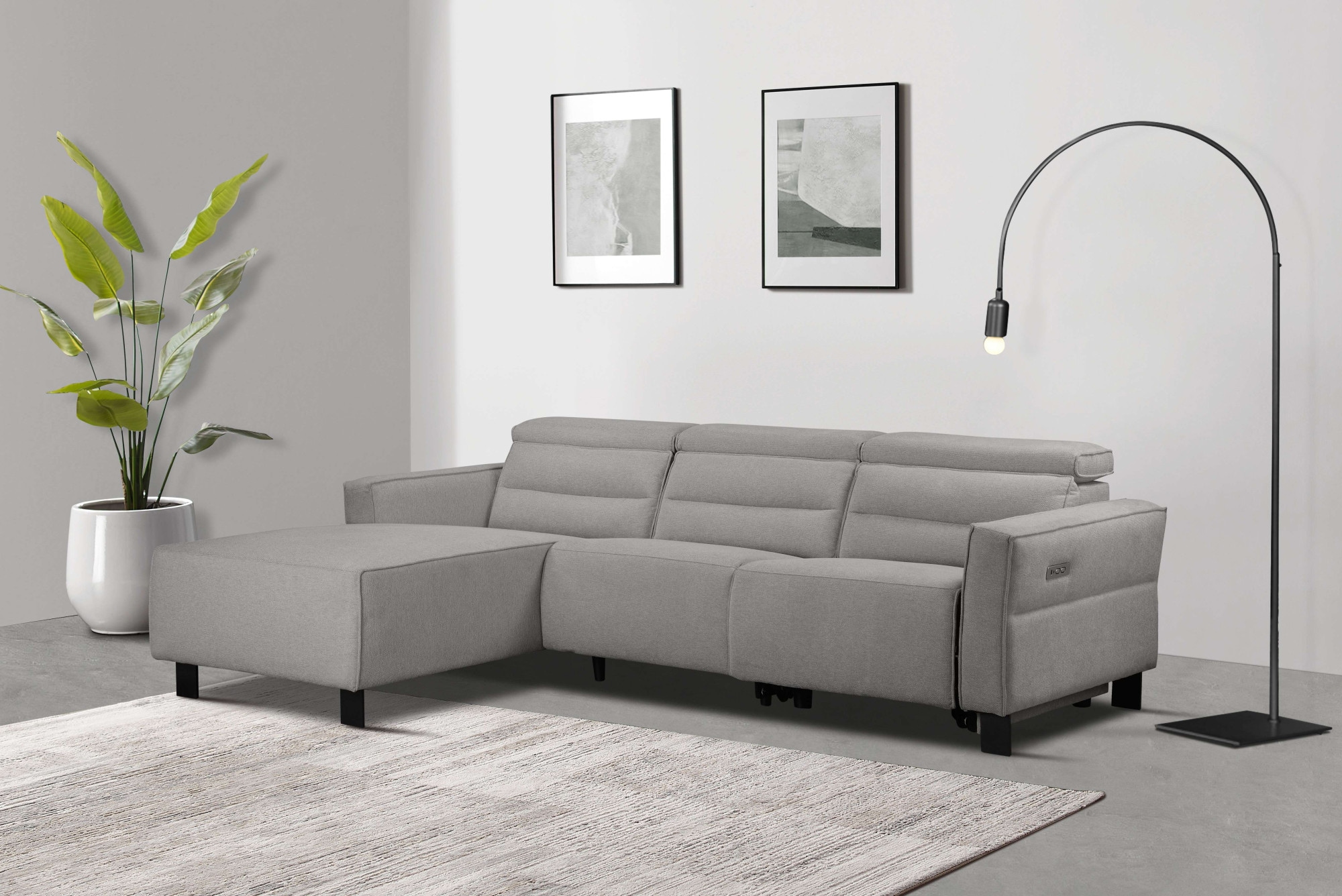 Places of Style Ecksofa »Carpari, L-Form, 263 cm, manuelle o. elektrische Relaxfunktion,«, USB A/C und Kopfteilverstellung