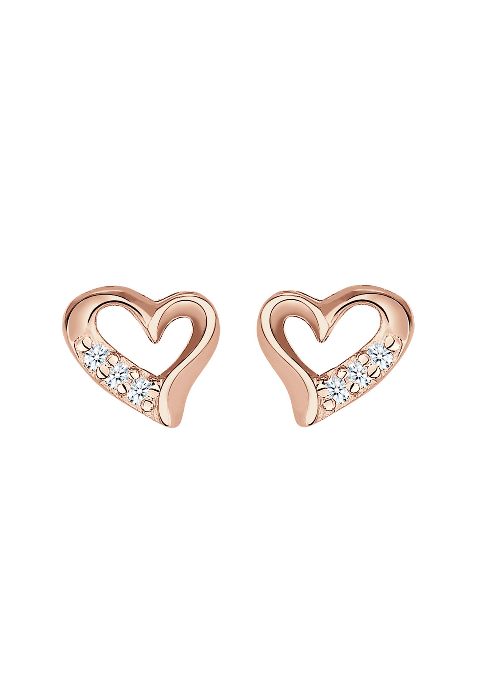 Elli DIAMONDS Paar Ohrstecker »Ohrringe Ohrstecker Herz Diamant Weiß (0.03 ct) 925 Sterling Silber«
