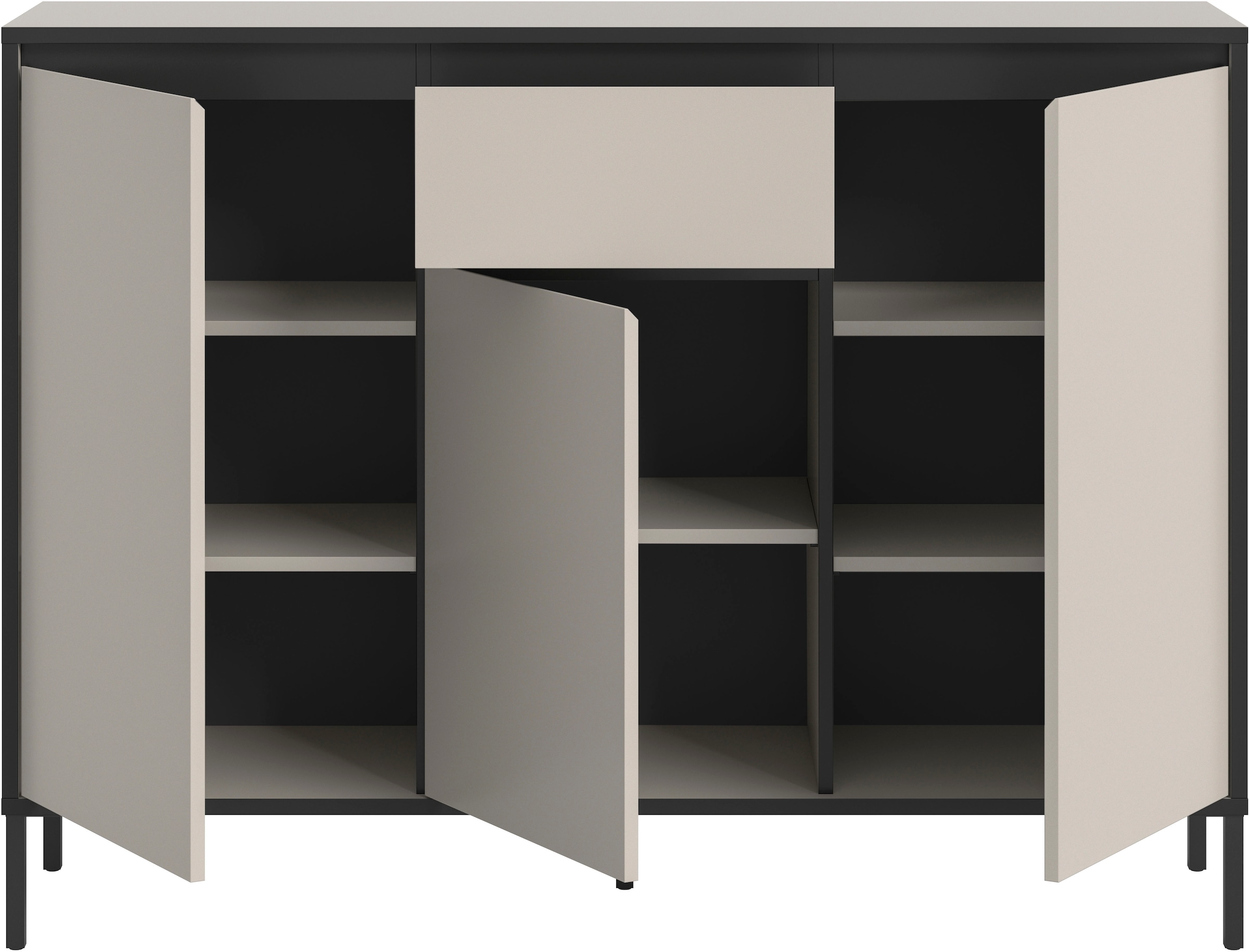 Home affaire Sideboard »NORT, Höhe: 101cm, mit Metall Stabfuß, 3 Türen, 1 Schubkasten« Anrichte, Kommode, Schrank, Board, Higboard