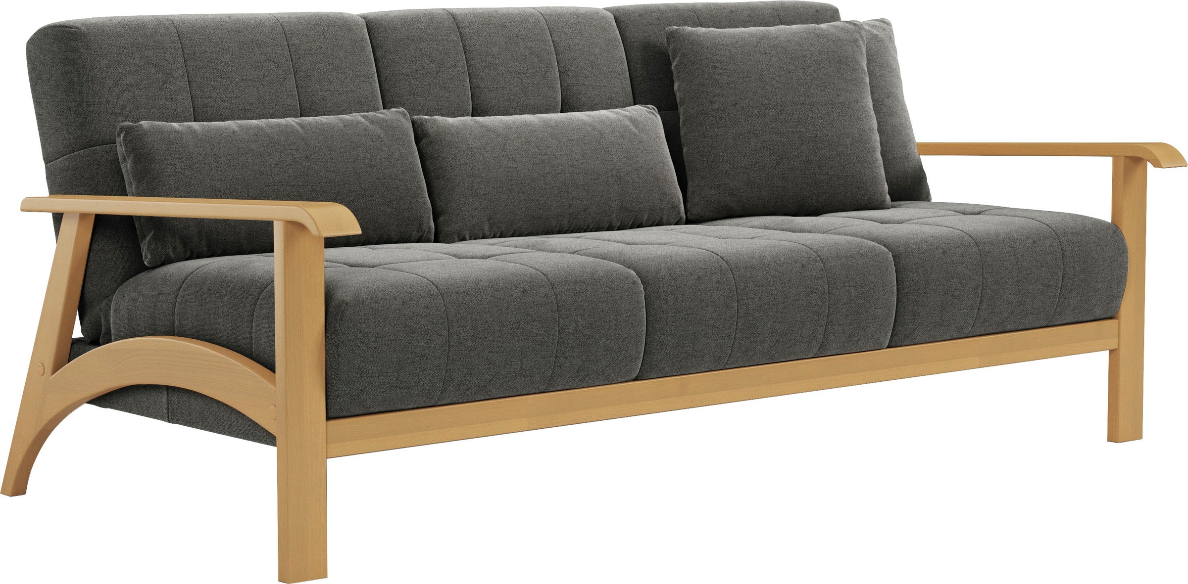 sit&more 3-Sitzer »Billund«, Armlehnen aus eichefarbigem Buchenholz, verschiedene Bezüge und Farben