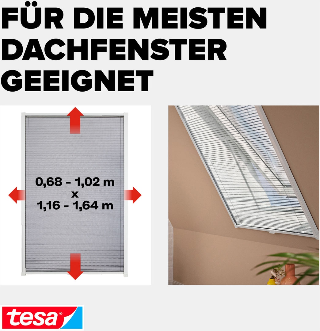 tesa Insektenschutz-Fensterrahmen »Fliegengitter-Plissee für Dachfenster Premium« 1 Stk. tlg. Mückenschutz ohne Bohren