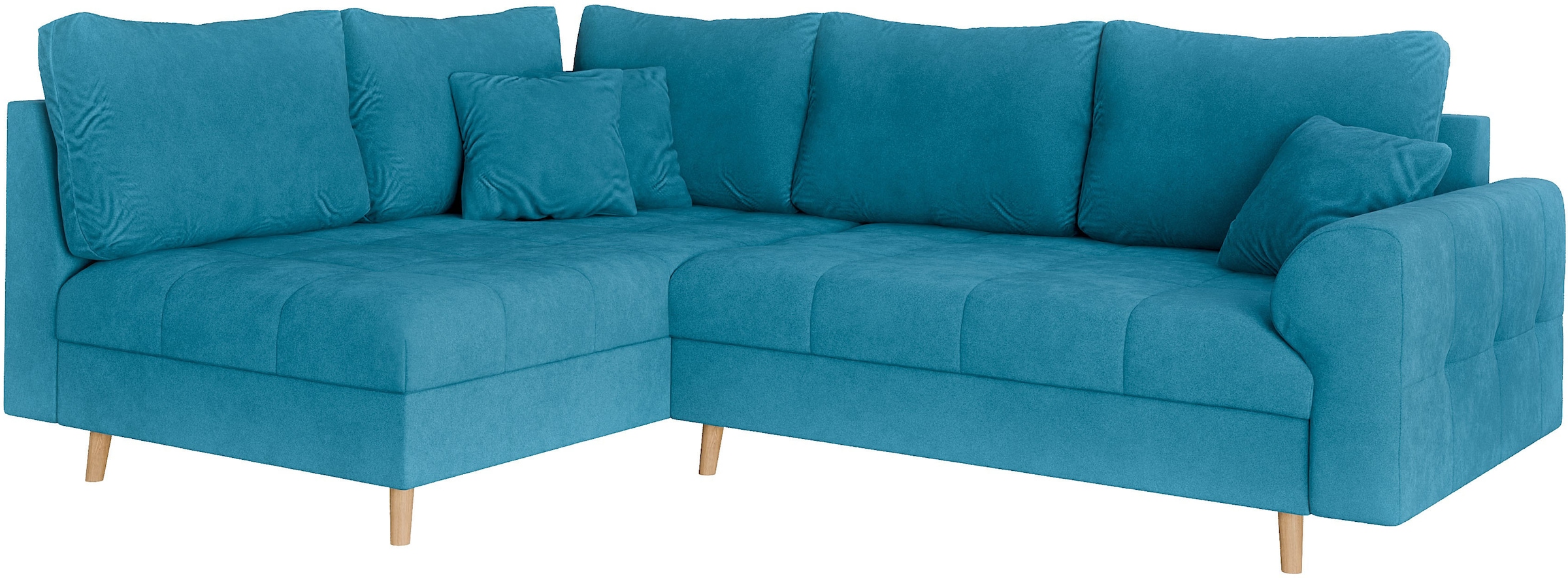 Home affaire Ecksofa »CHARRE L-Form mit Ottomane, Maße B/T/H: 231/161/81 cm«, feine Steppung, lose Rücken- und Zierkissen, auch in Cord und Bouclé
