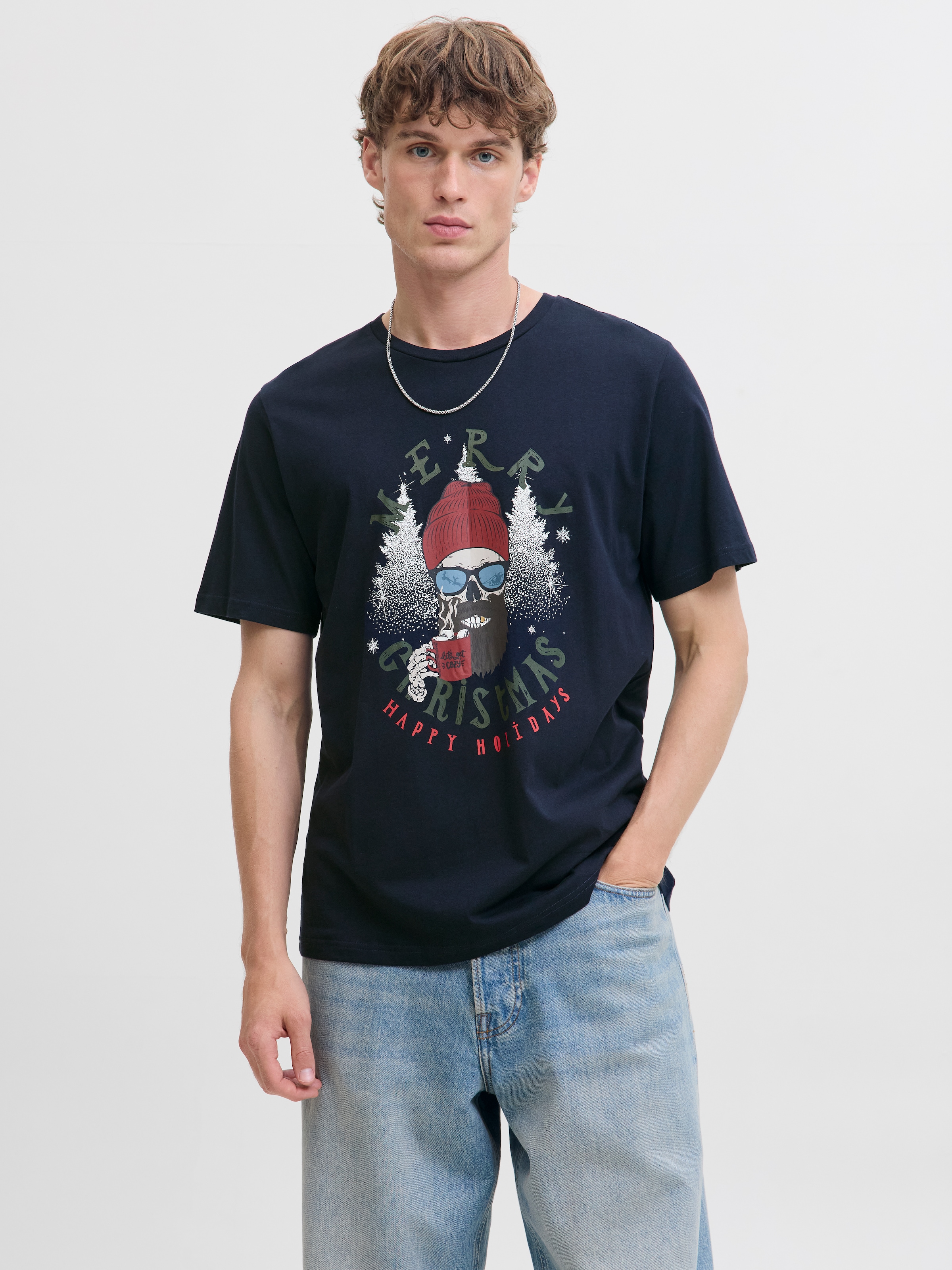 Jack & Jones Kurzarmshirt »JJNOEL XMAS TEE SS CREW NECK«