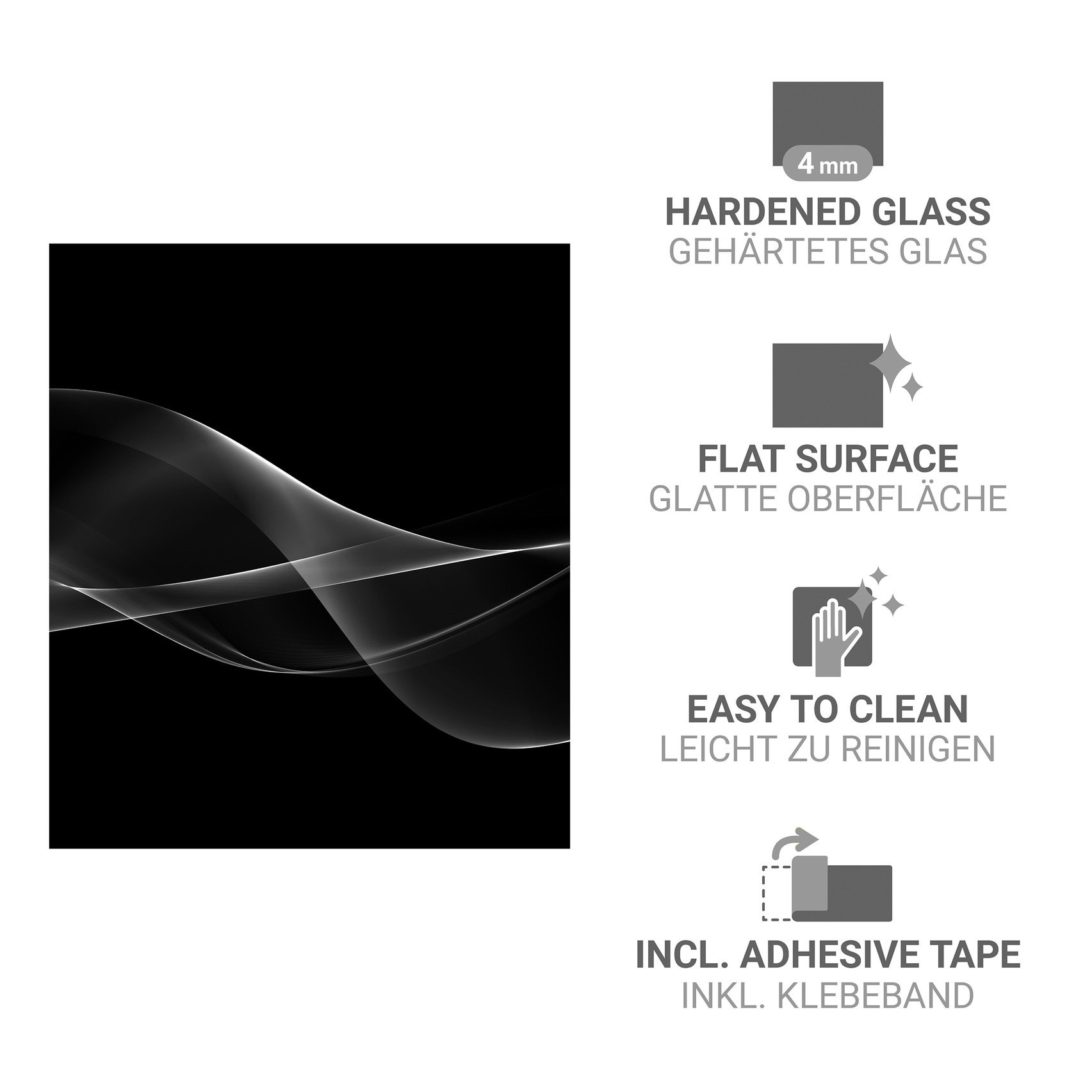 WENKO Küchenrückwand »Modell Rauch« Küchenrückwand für Herd oder Spüle, gehärtetes Glas, hitzebeständig