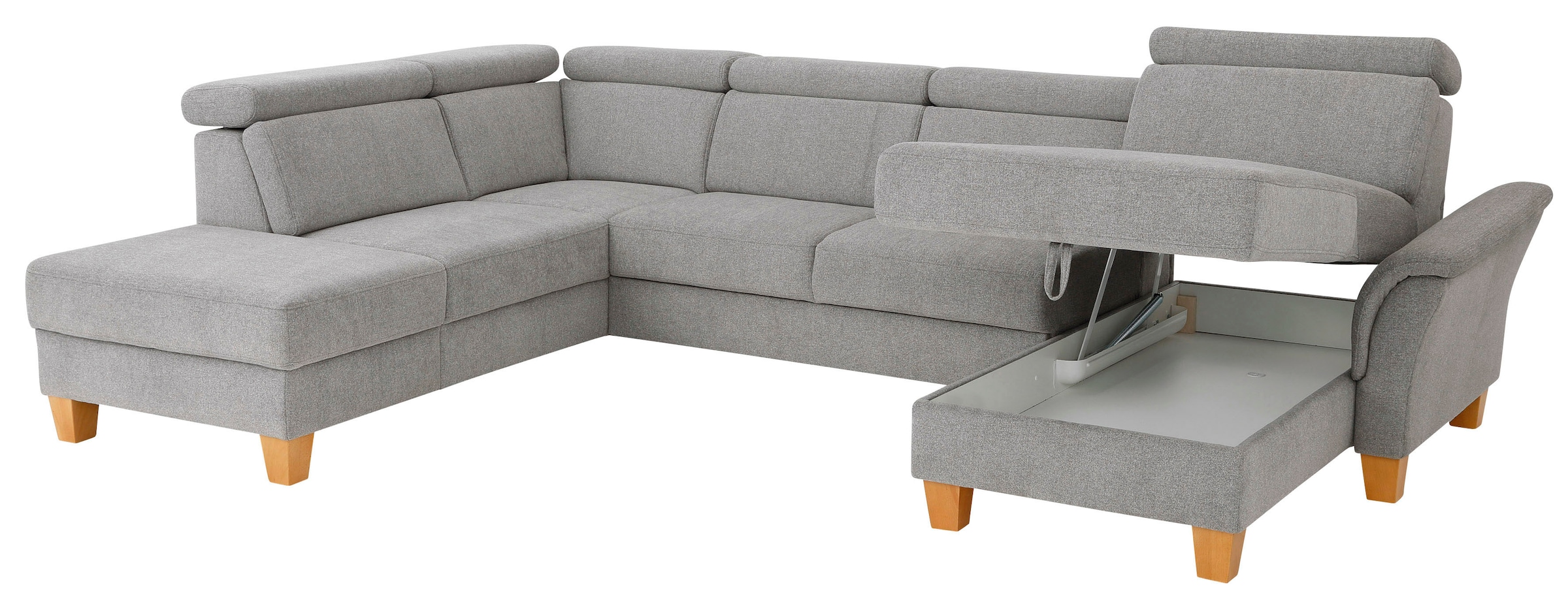 Home affaire Wohnlandschaft »Conville U-Form«, Kopfteilverstellung wahlweise mit Bettfunktion und Bettkasten