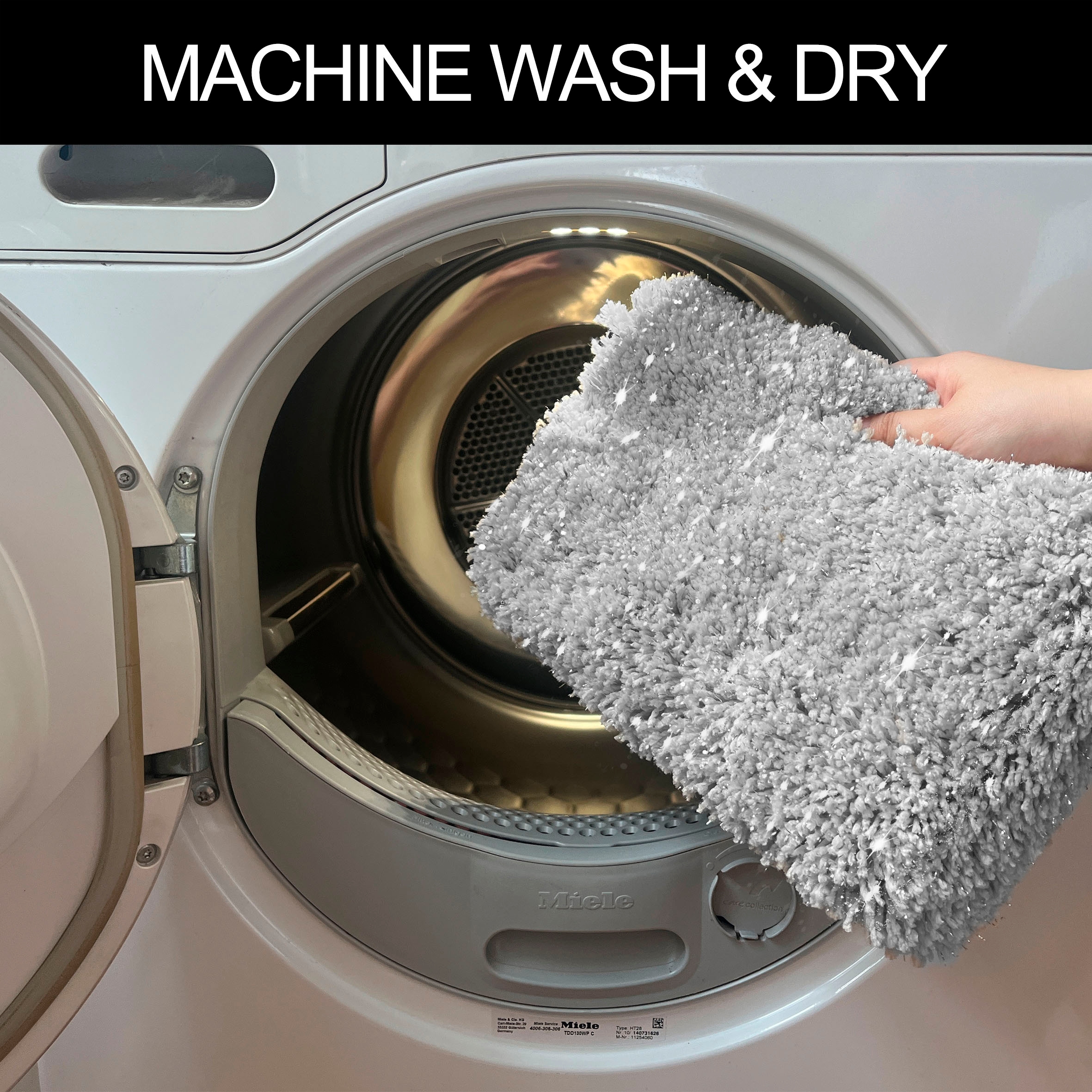 my home Badematte »Glitzer, Badvorleger, Badezimmer Teppich«, rutschhemmend beschichtet, fußbodenheizungsgeeignet-schnell trocknend-strapazierfähig, Badteppich, Akzente durch Glitzer-Garn