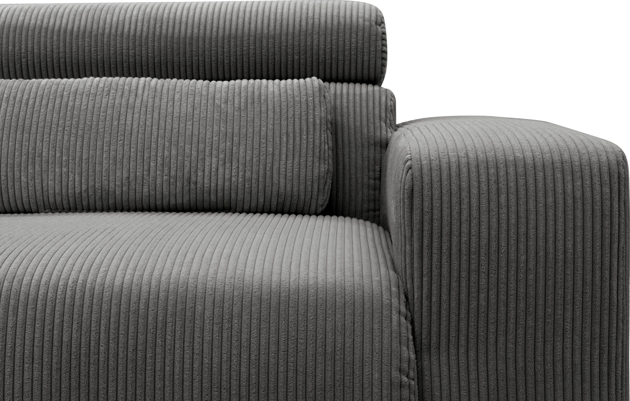 DOMO collection Ecksofa »Brandon B/T/H: 214/100/80 cm, belastbar bis 140kg/ Sitz, auch in Cord«, Mit Kopfteilverstellung, auch in Leder und Cord, L-Form