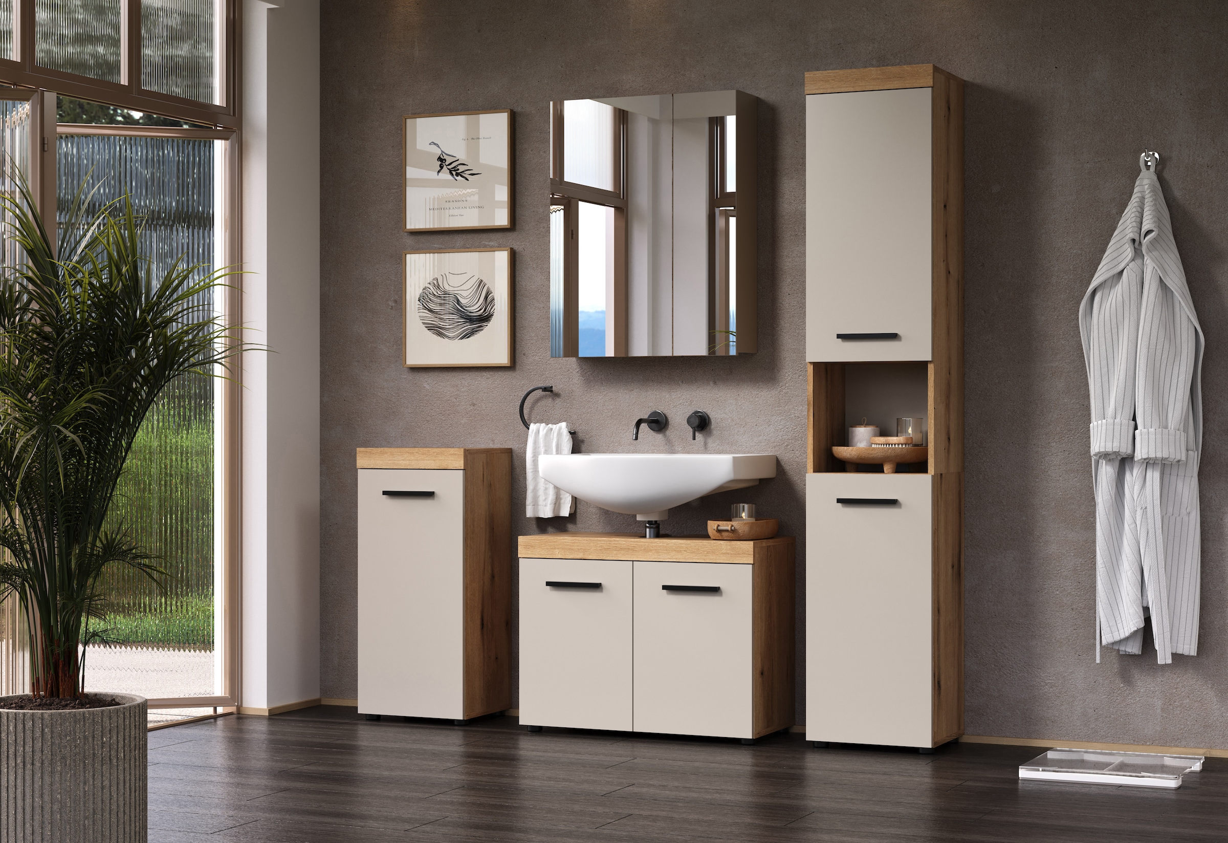 welltime Waschbeckenunterschrank »Isera« 1 Stk. tlg. Waschbeckenschrank mit 2 Türen – (B/T/H) 72/34/56 cm