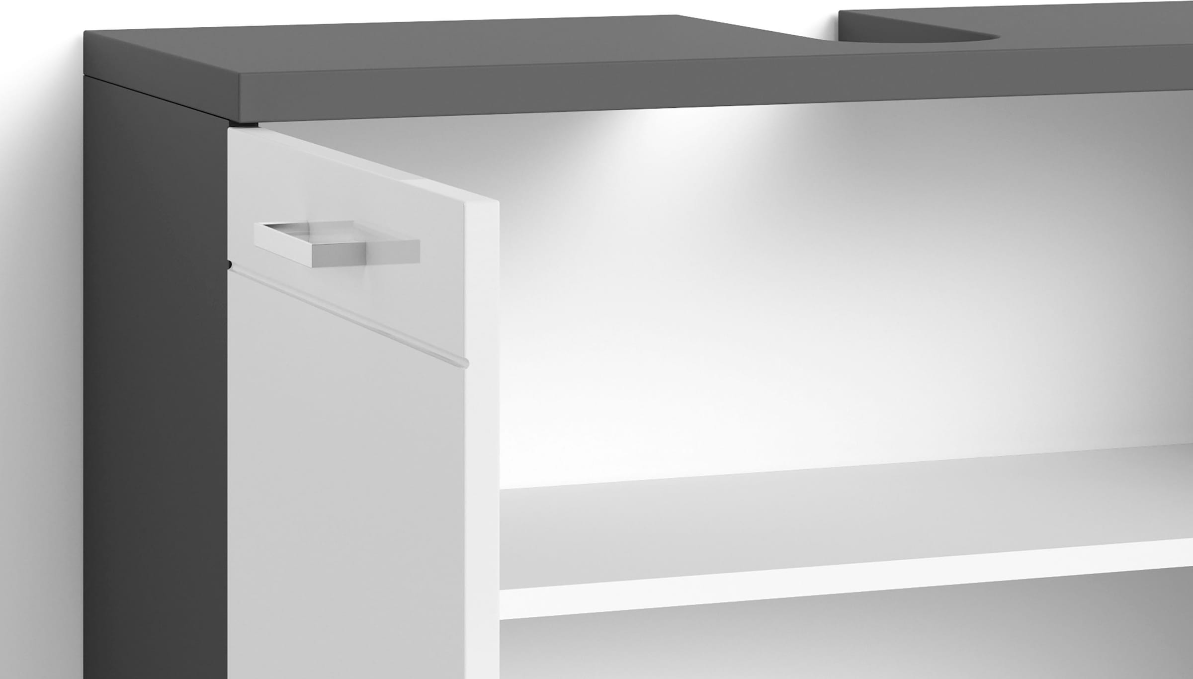 byLIVING Waschbeckenunterschrank »Nebraska« Breite 80 cm, Badezimmerschrank, MDF-Fronten in Hochglanz-Optik