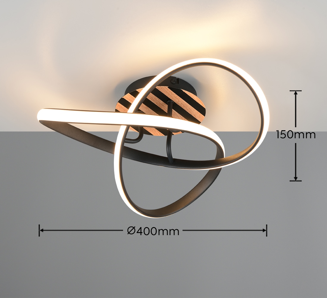 OTTO home LED Deckenleuchte »Ullii, Deckenlampe warmweiß 3000K 15W, Print Holzoptik Streifen« LED-Board 1 Stk. Warmweiß als Wandleuchte oder Deckenleuchte, LED 1800 Lumen, Ø 40cm Wohnzimmer