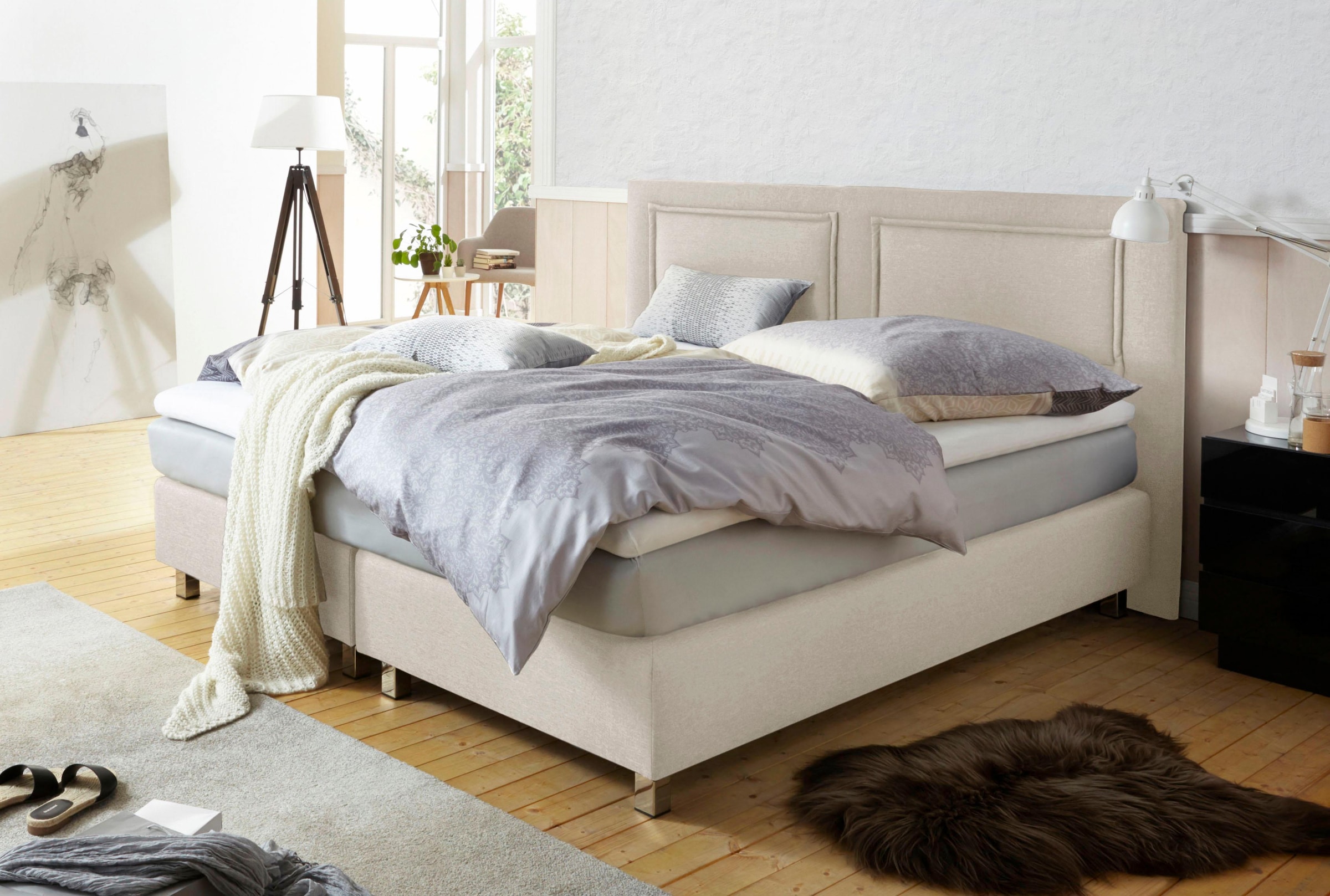 Westfalia Schlafkomfort Boxspringbett inkl. Kaltschaum-Topper und Zierkissen