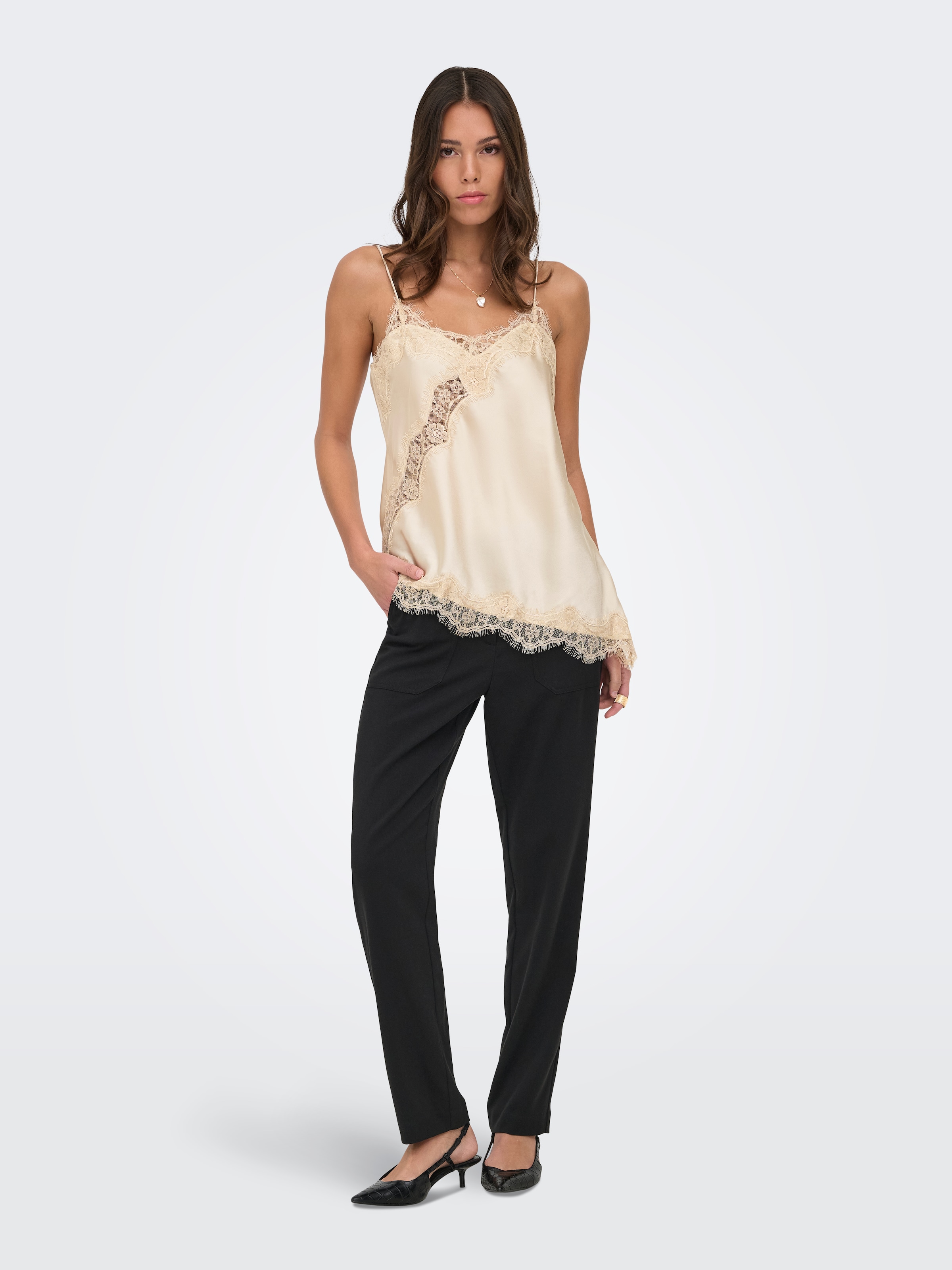 JDY Trägertop »JDYFIFI S/L ASYM LACE SINGLET WVN NOOS« Polyester, regular fit