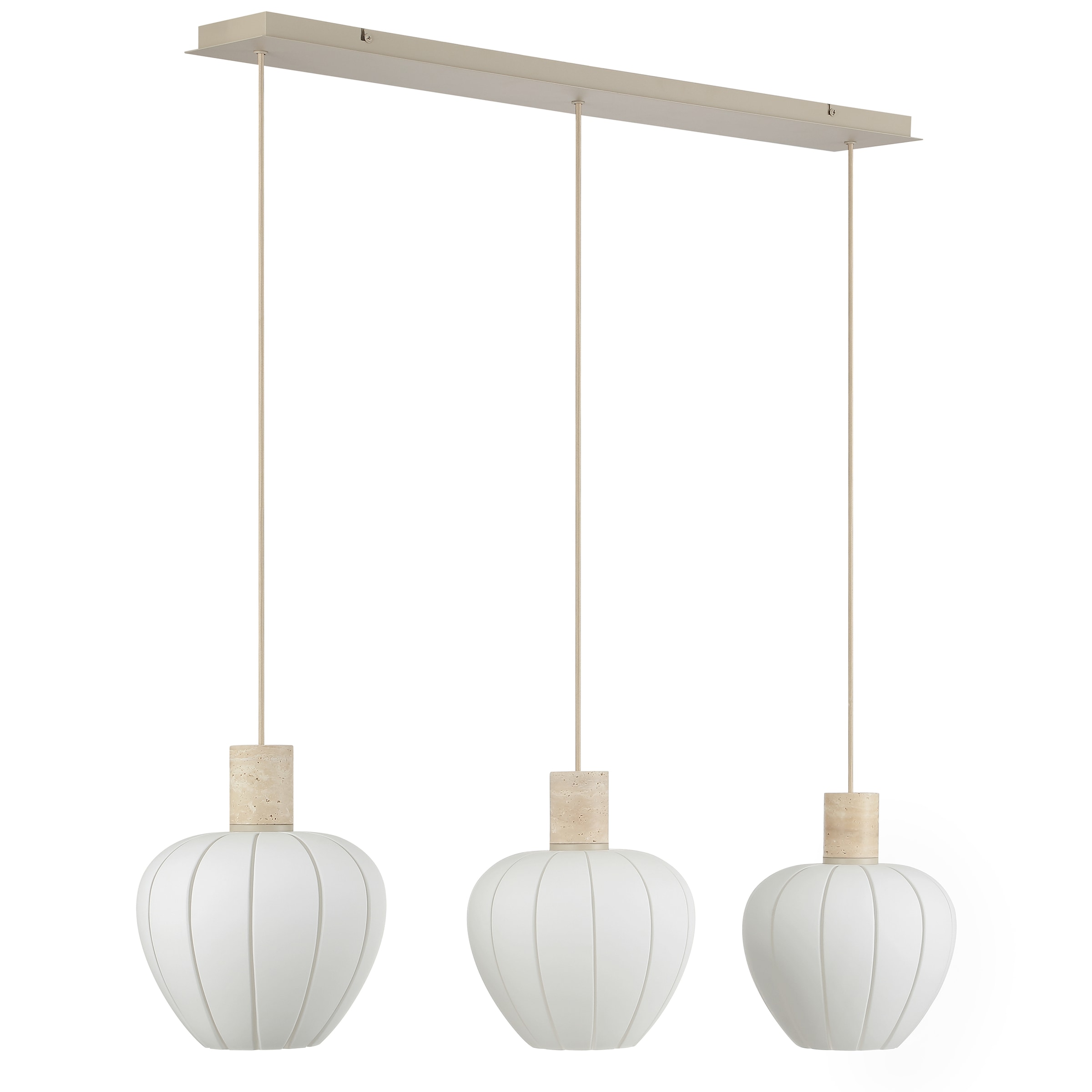 lumiCouture Pendelleuchte »Annie« E27 1 Stk. 100 x 23,5 x 150 cm, E27, Glas/Travertin Stein, weiß beige, kürzbar