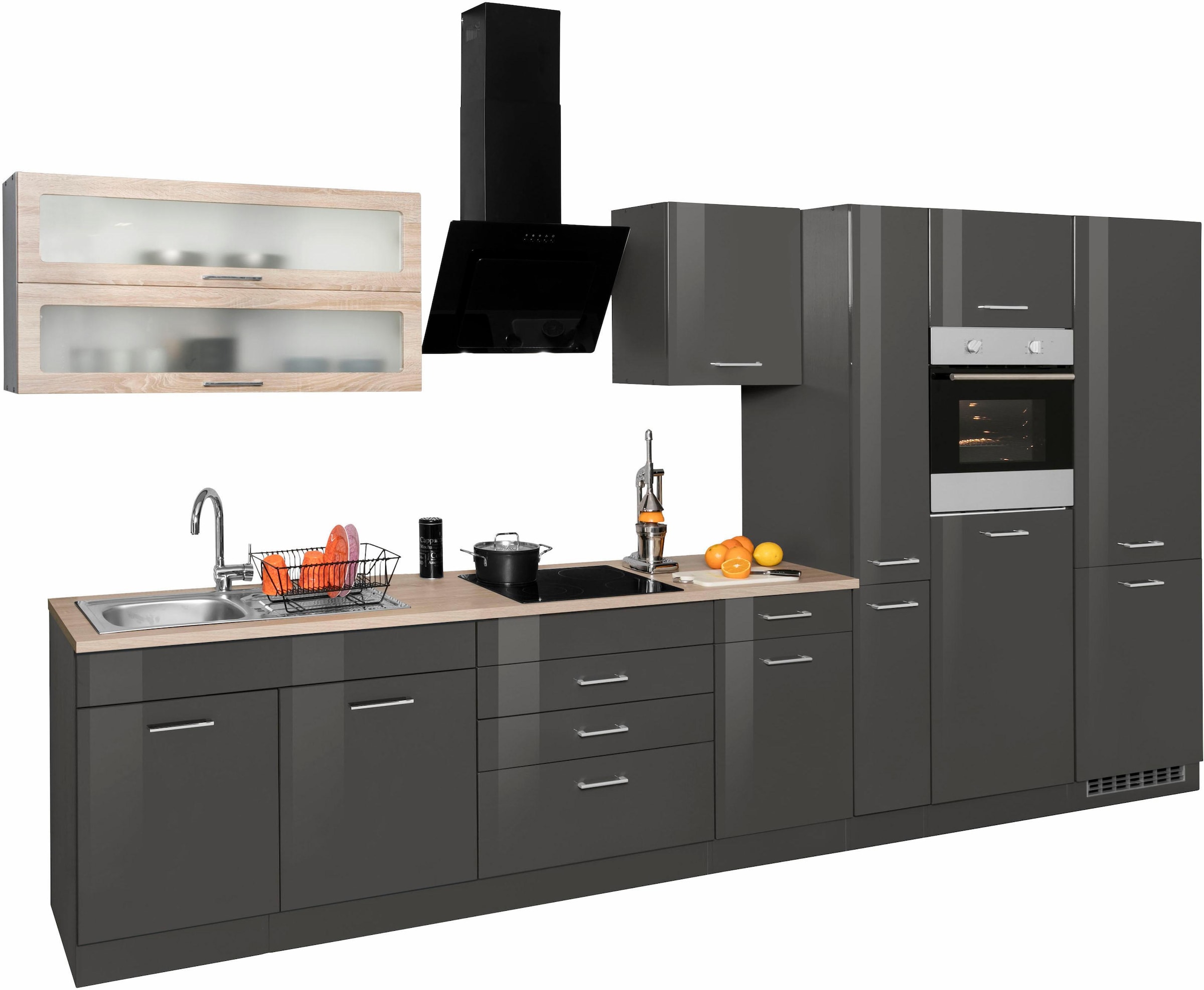 HELD MÖBEL Küchenzeile »Utah«, mit E-Geräten und großer Kühl-  Gefrierkombination, Breite 380 cm bequem bestellen
