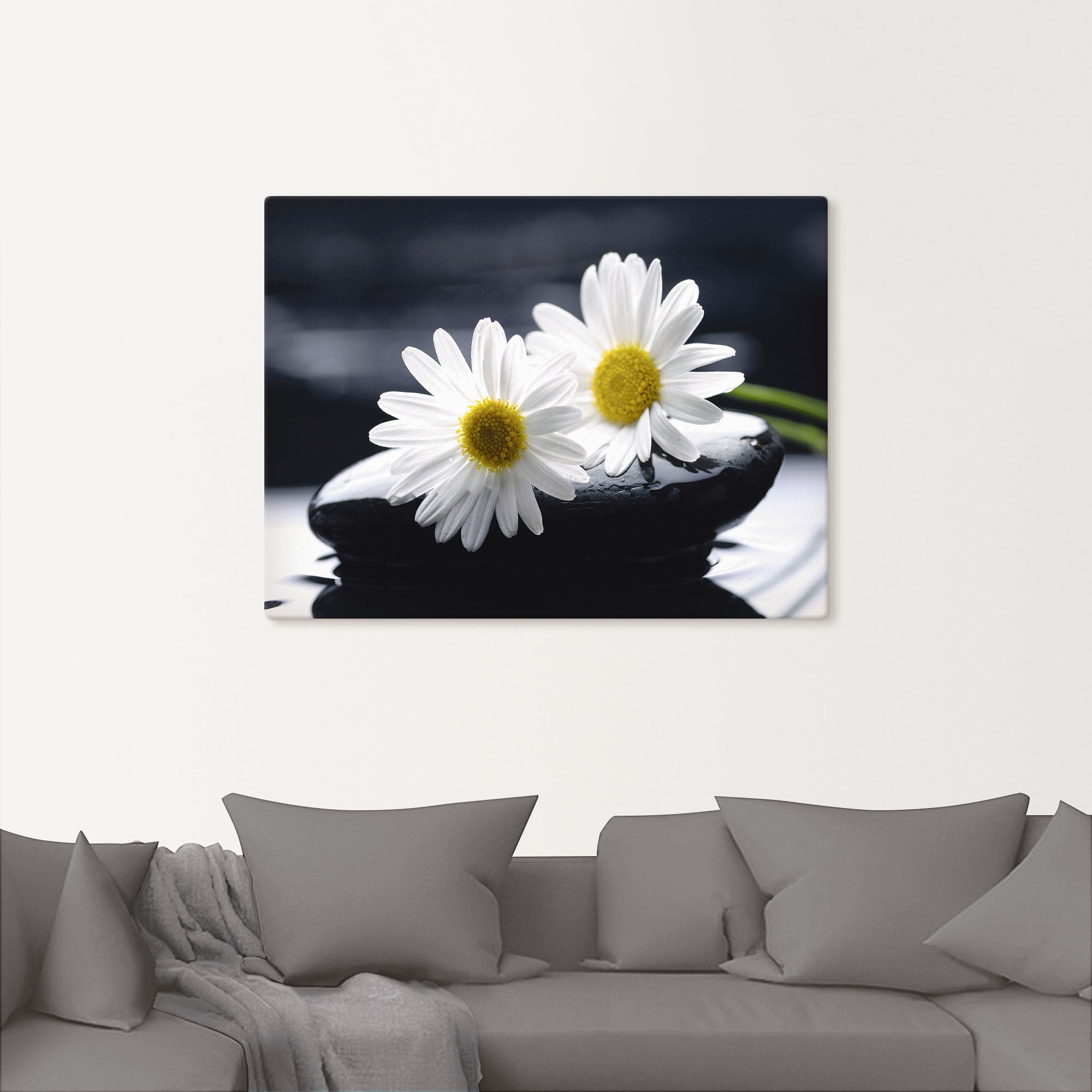 Artland Leinwandbild »Zwei Gerbera auf einem Zenstein«, Blumen, (1 St.), auf Keilrahmen gespannt