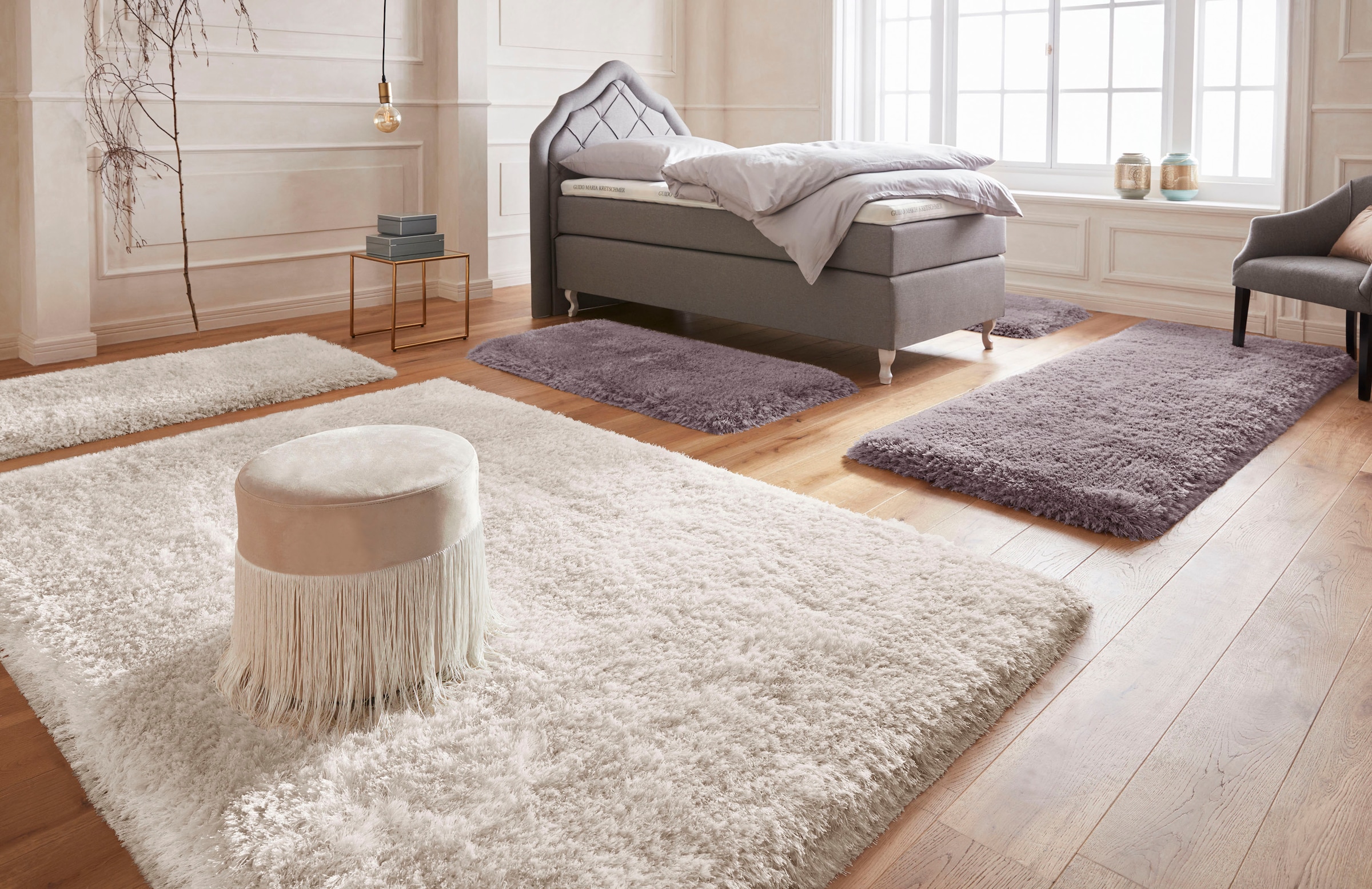 Guido Maria Kretschmer Home&Living Hochflor-Teppich »Micro exclusiv Teppich, sehr hoher Flor, weich durch Mikrofaser«, rechteckig, 78 mm Höhe, sehr weich, flauschig, uni, Wohnzimmer, Schlafzimmer, Kinderzimmer