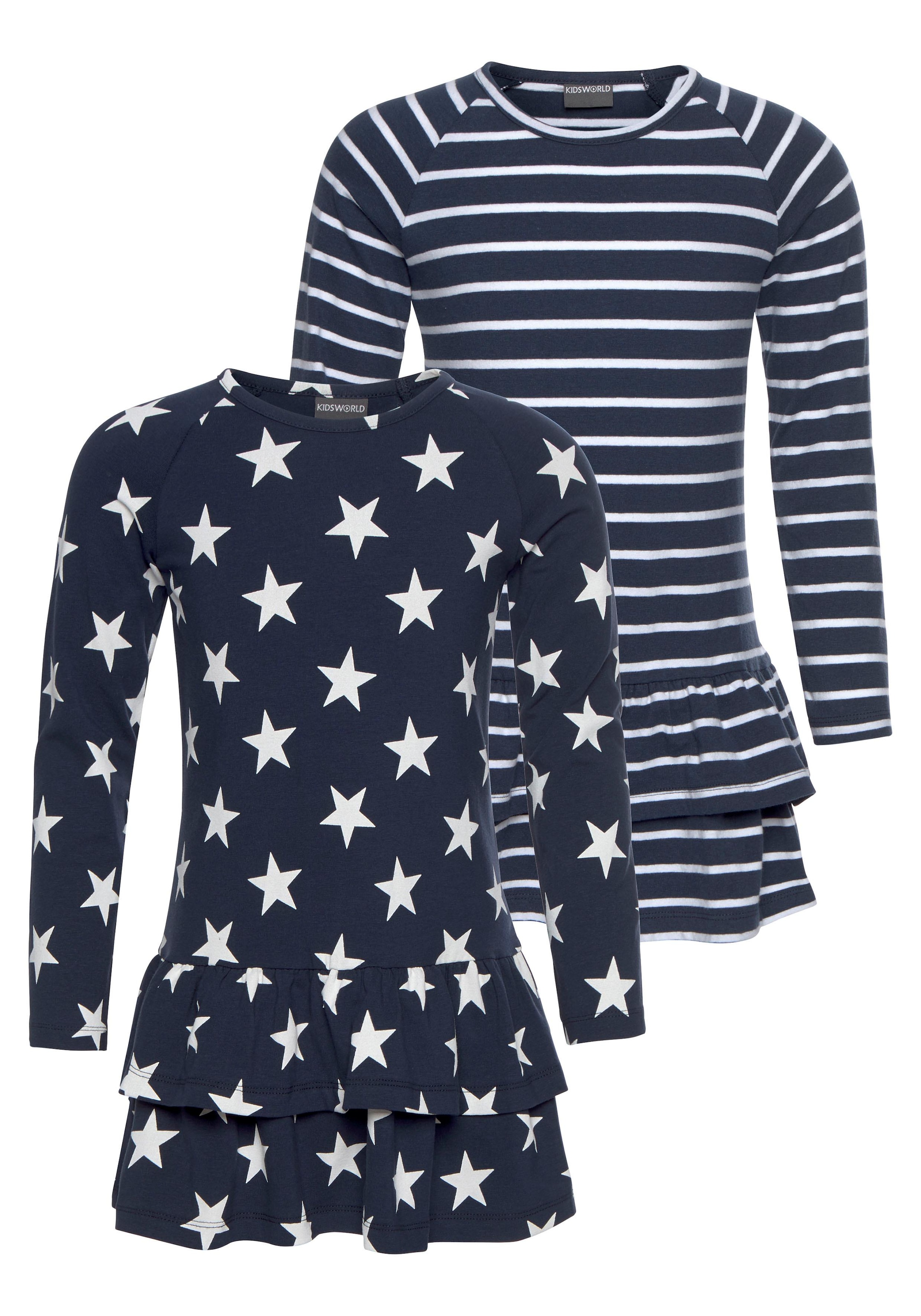 KIDSWORLD Jerseykleid », 2er Pack für kleine Mädchen«, (Packung, 2 tlg.), festliche Anlässe, kniefrei, verspielt, aus Jersey, Langarm