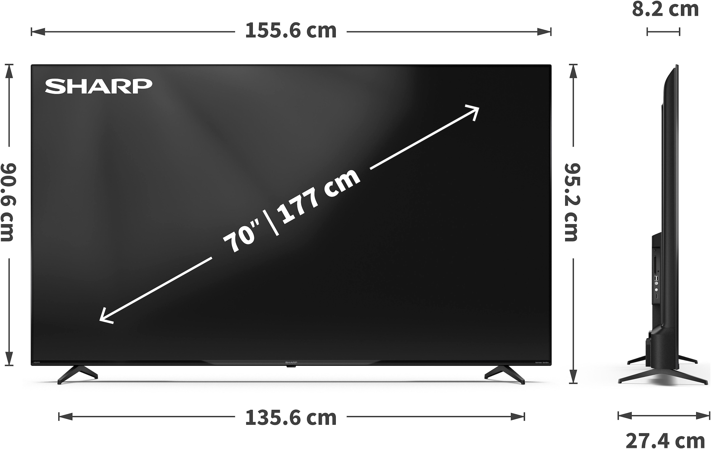 Sharp QLED-Fernseher »4T-C70HPx« 177 cm/70 ″ Smart-TV