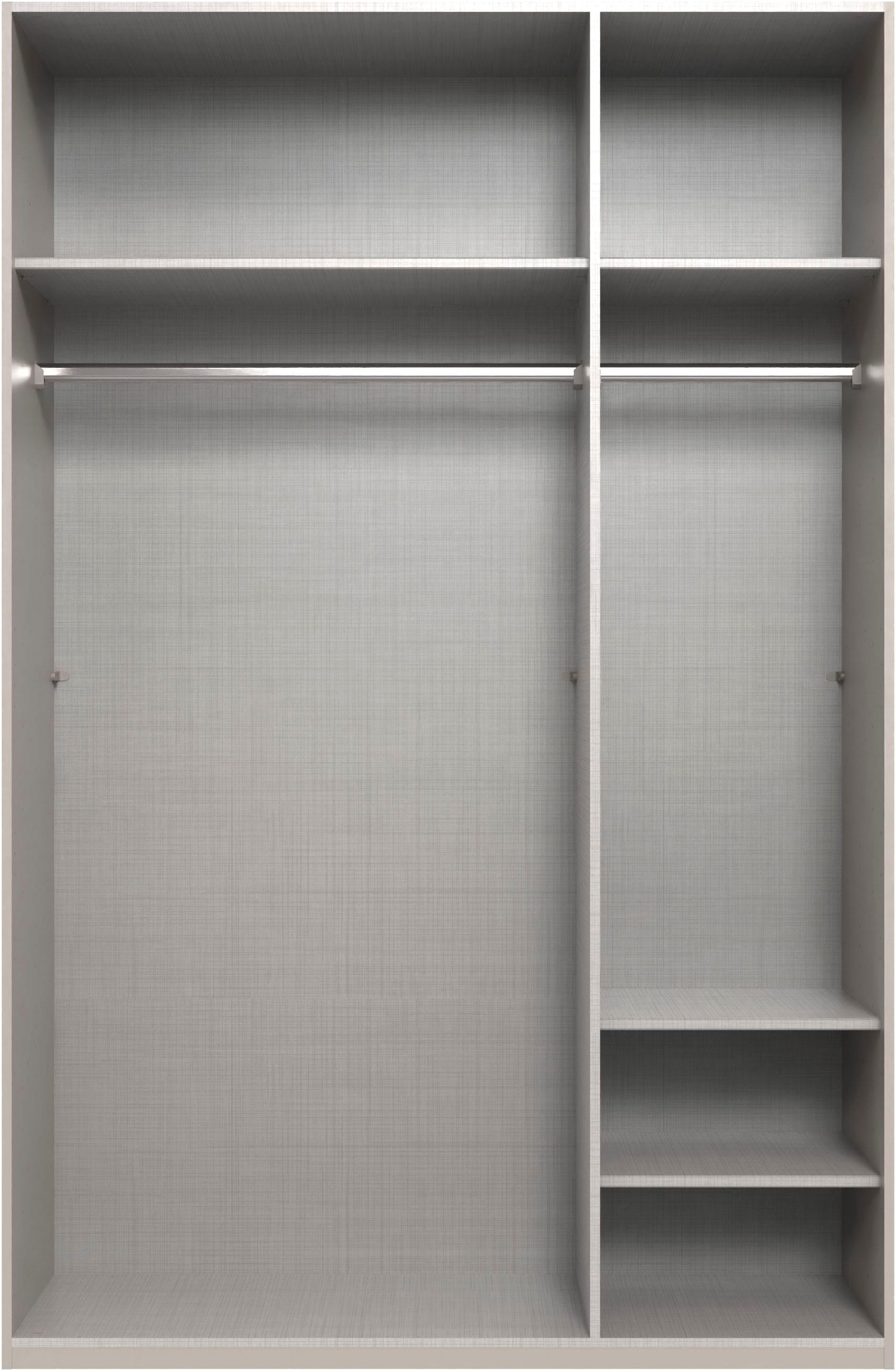 Wimex Kleiderschrank »Mugano, in 5 Breiten und 2 Höhen, Made in Germany«, (in Basic oder Premium Ausstattung mit 2 weiteren Einlegeböden), mit langen Griffstangen aus Metall, wahlweise mit oder ohne Spiegel