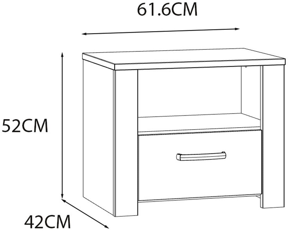 FORTE Nachtkommode B/H/T 61,6/52/42 cm , in 2 Dekoren erhältlich