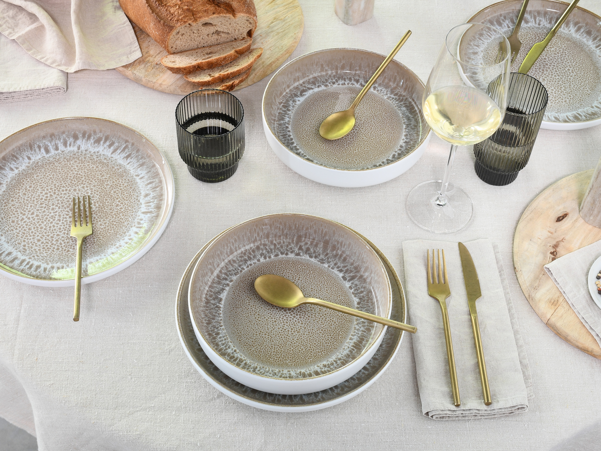 my home Tafelservice »modernes Geschirr-Set, Service Nydala« hohe Haltbarkeit, spülmaschinen- & mikrowellengeeignet, Reaktivglasur