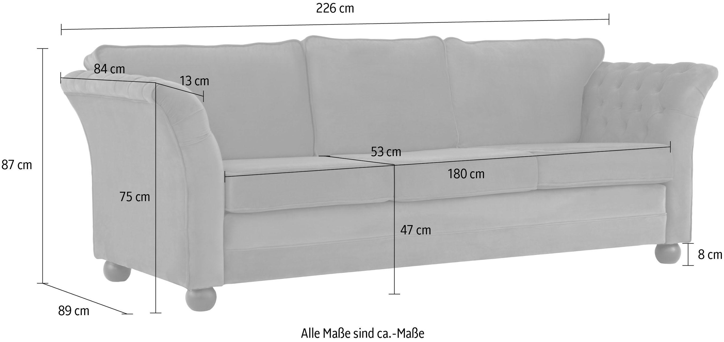 Home affaire 3-Sitzer »Pajero«, mit Knopfheftung an den Armlehn-Innenseiten, Keder