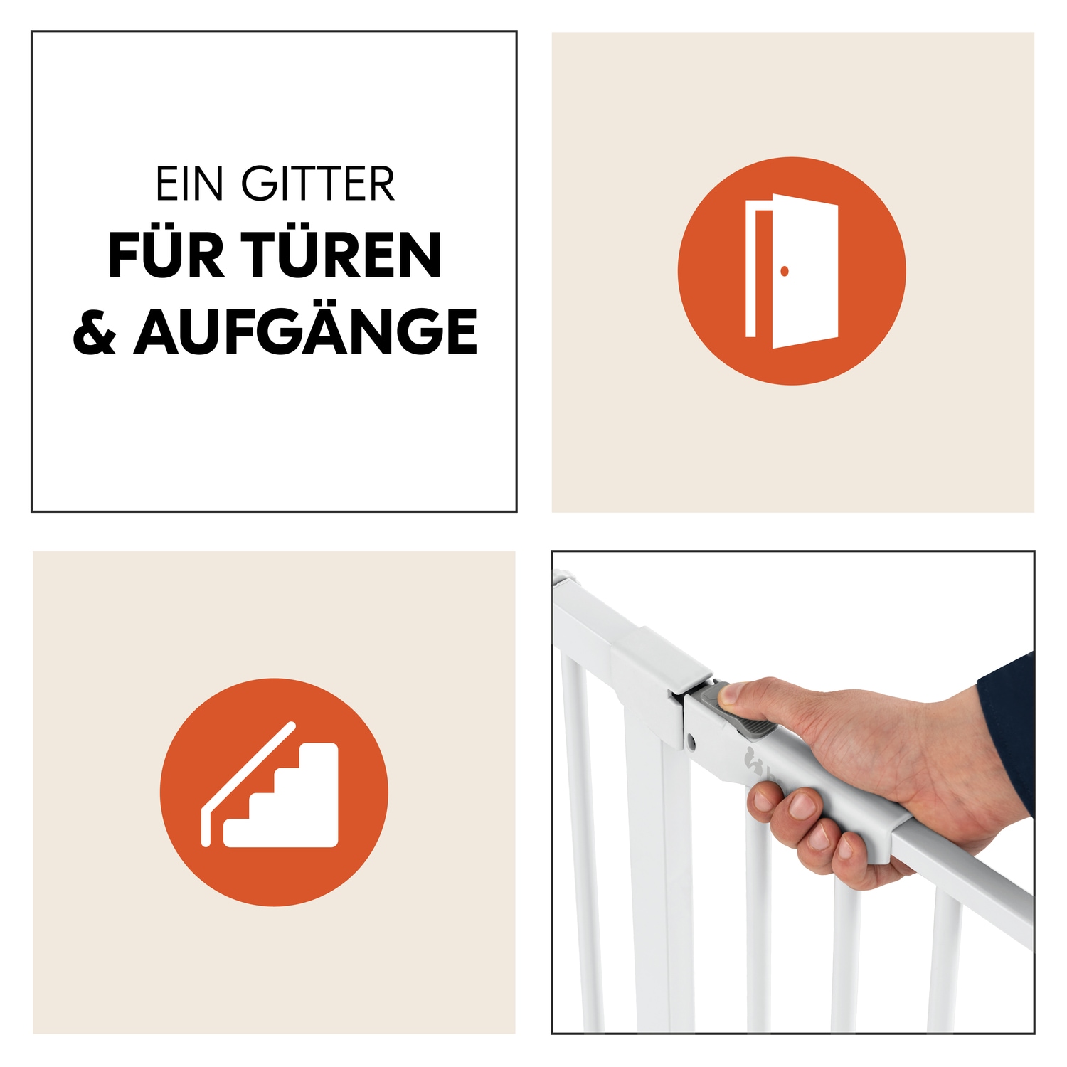 Hauck Türschutzgitter »Clear Step Autoclose 2, White«, auch als Treppenschutzgitter verwendbar; 75-80, flacher Durchgang