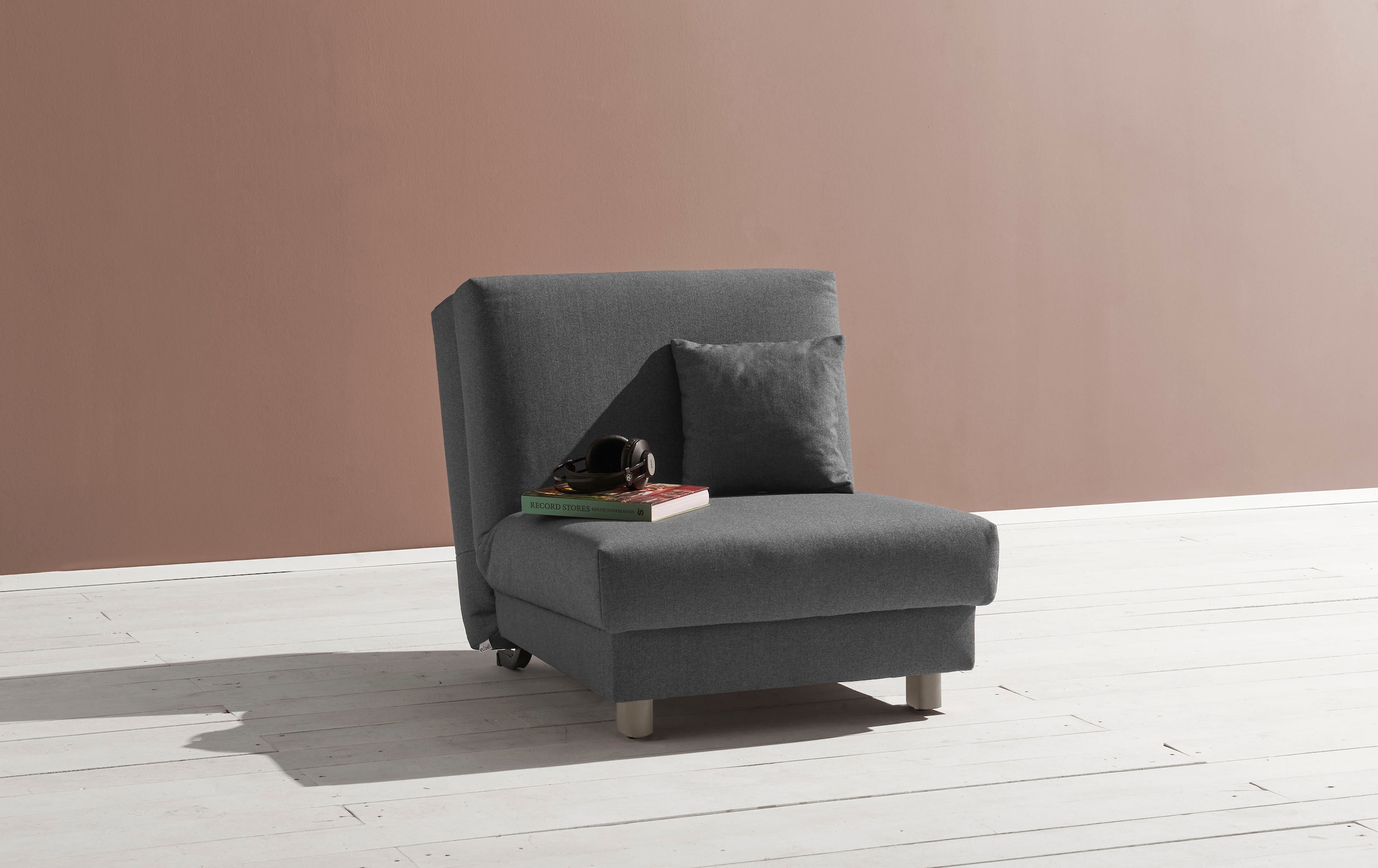 ell + ell Schlafsofa »Enny«, Liegefläche Breite 80 cm, Liegehöhe 40 cm, Füße alufarben, Rückenlehne